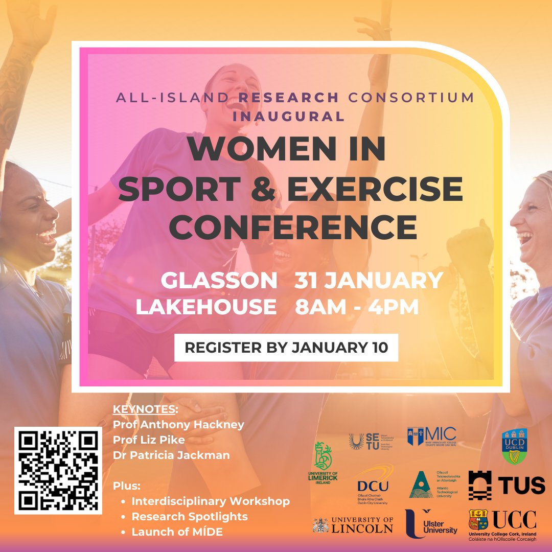Emma Cowley, PhD (@emmacowley44) on Twitter photo 🚨 Join us at the Women in Sport & Exercise Conference!🚨
📍 Glasson Lakehouse | 🗓️ Jan 31 | ⏰ 8AM-4PM
🎤 Keynotes: Prof Hackney, Prof Pike, Dr Jackman 💡 Workshops, research spotlights & MÍDE launch!
👉 Register by Jan 10!
bookings.tus.ie/events/all-isl…
#WomenInSport #Researchers 🚨 Join us at the Women in Sport & Exercise Conference!🚨
📍 Glasson Lakehouse | 🗓️ Jan 31 | ⏰ 8AM-4PM
🎤 Keynotes: Prof Hackney, Prof Pike, Dr Jackman 💡 Workshops, research spotlights & MÍDE launch!
👉 Register by Jan 10!
bookings.tus.ie/events/all-isl…
#WomenInSport #Researchers