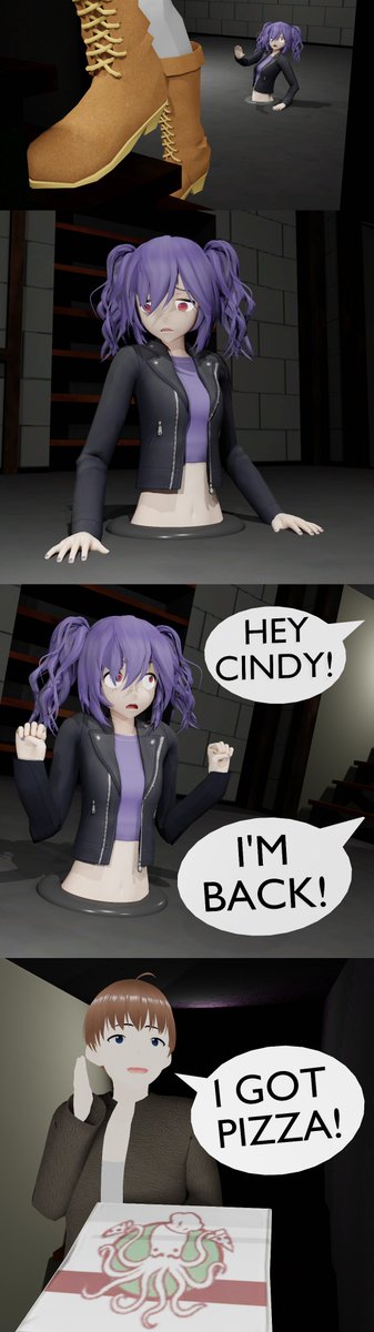 WielderDual's tweet photo. "The Stuck Stalker - Epilogue 1"

Left to ponder her choices, Cindy is stuck in her own waist trap with no hope of escape.
That was... until her roommate Dual returns!
#3dmodeling #wedged #Blender3d #Stuck #damselindistress #Stuckinwall #waisttrapped #OC #originalcharacterart https://t.co/FNjYfJyMtq