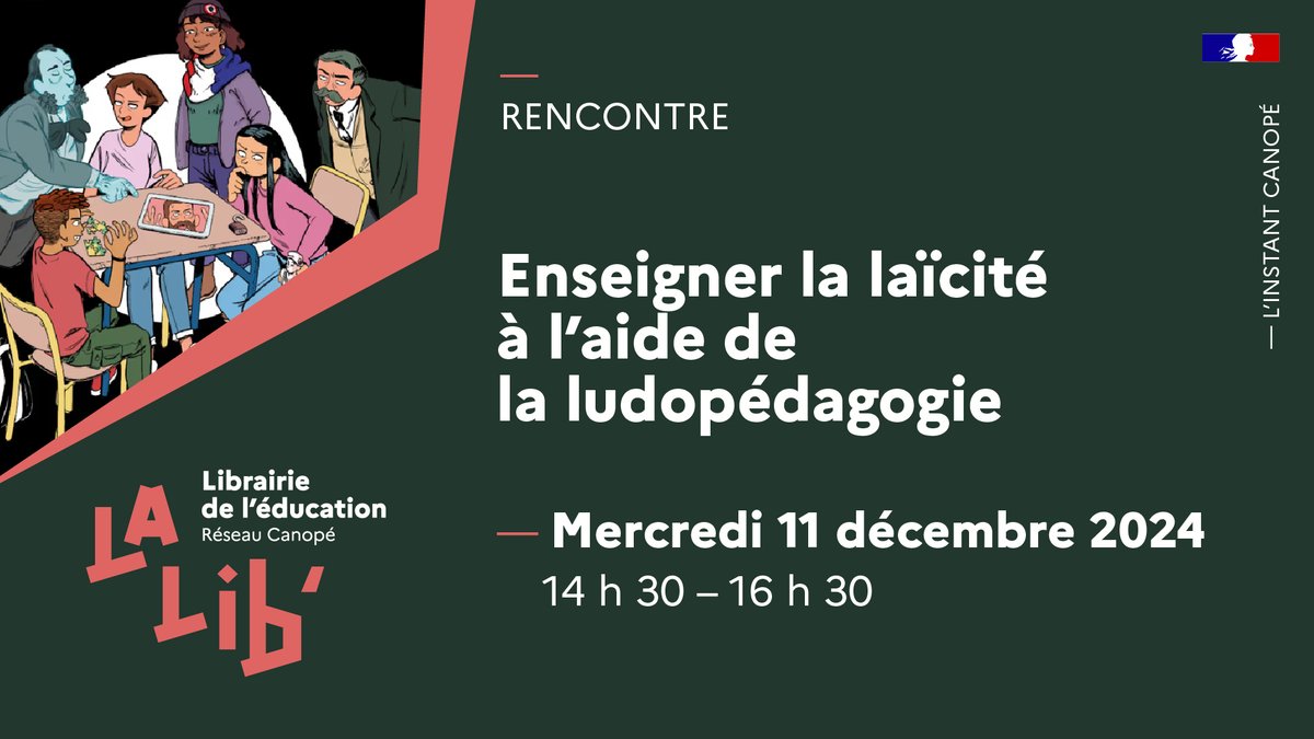Comment la ludopédagogie peut contribuer à l'éducation à la laïcité ? Mercredi 11 décembre, rencontrez à la Librairie Canopé : 👉 Daniel Fischer, auteur du jeu "À l’école de la laïcité", Nathalie Boyer, et l'escape game "Mission Jaurès" Inscriptions ici : swll.to/ic-laicite