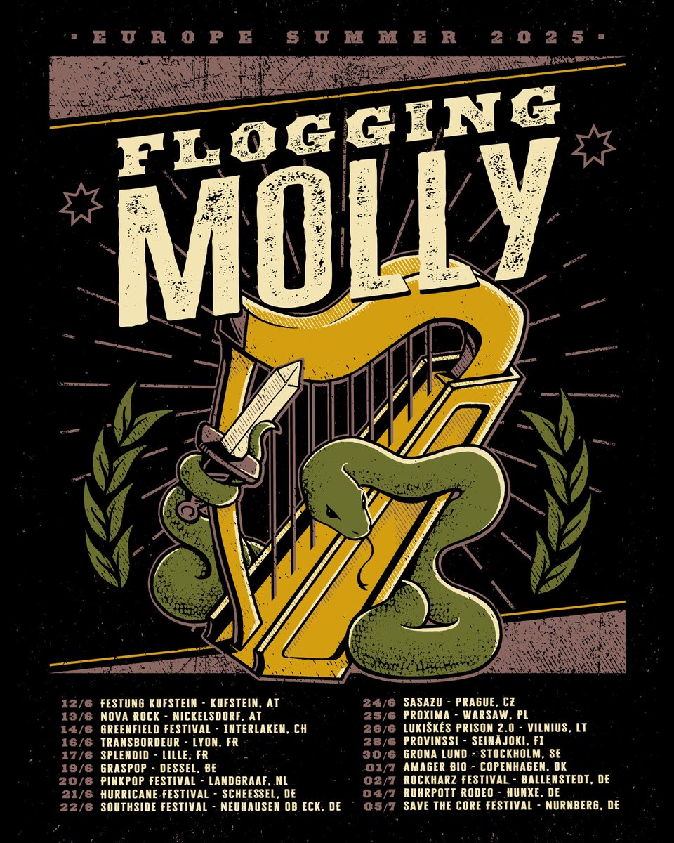 EUROPE! Tickets for our Summer 2025 Tour are on sale NOW ☘️ We can’t wait to see you soon! Head to floggingmolly.com to get yours 🍻
