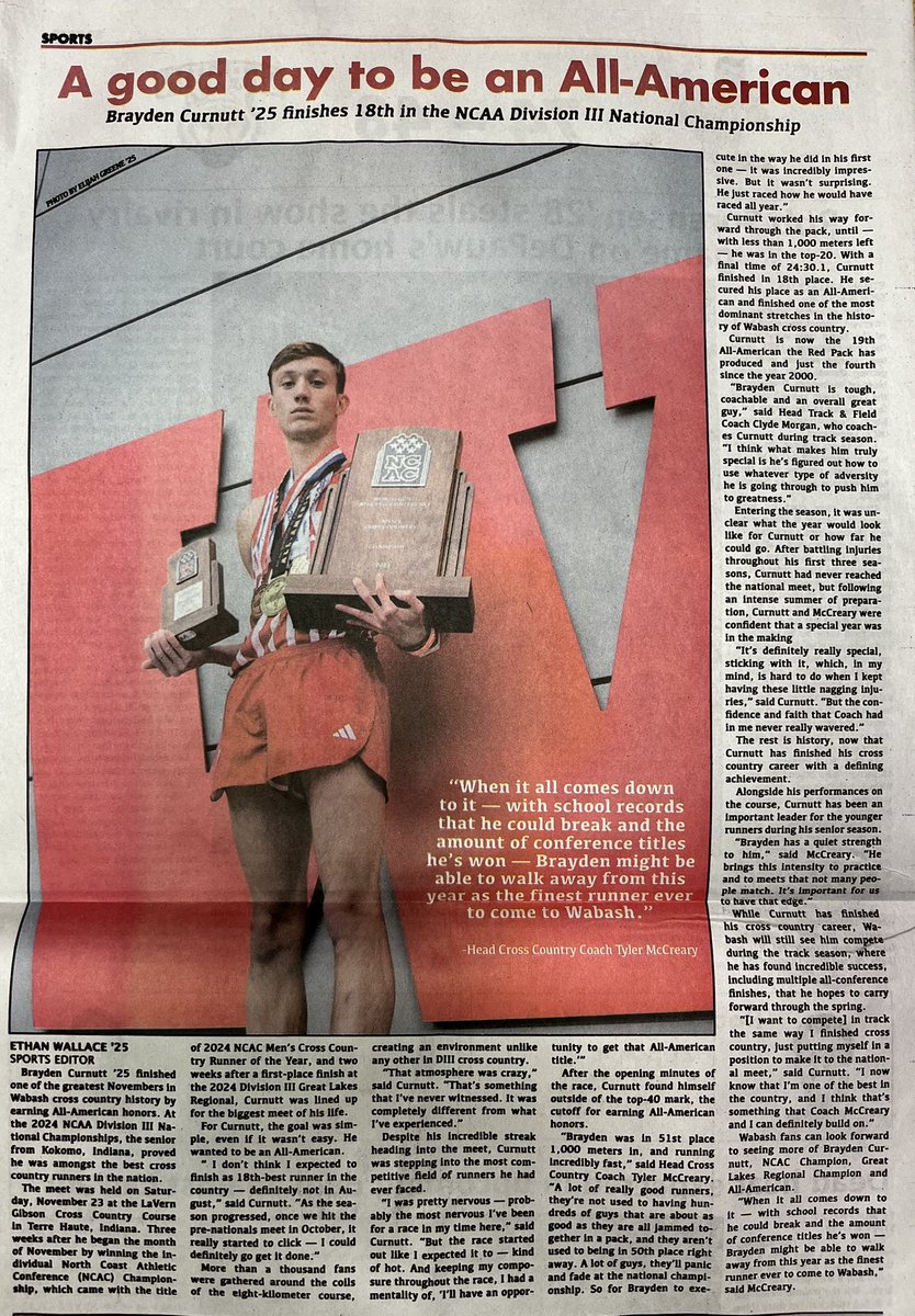 wabashredpack's tweet photo. Thanks to @bachelorwabash for the outstanding coverage and support this fall. From the detailed articles to in person support twice in Terre Haute, the Redpack appreciate it! https://t.co/N7FilY2QEJ