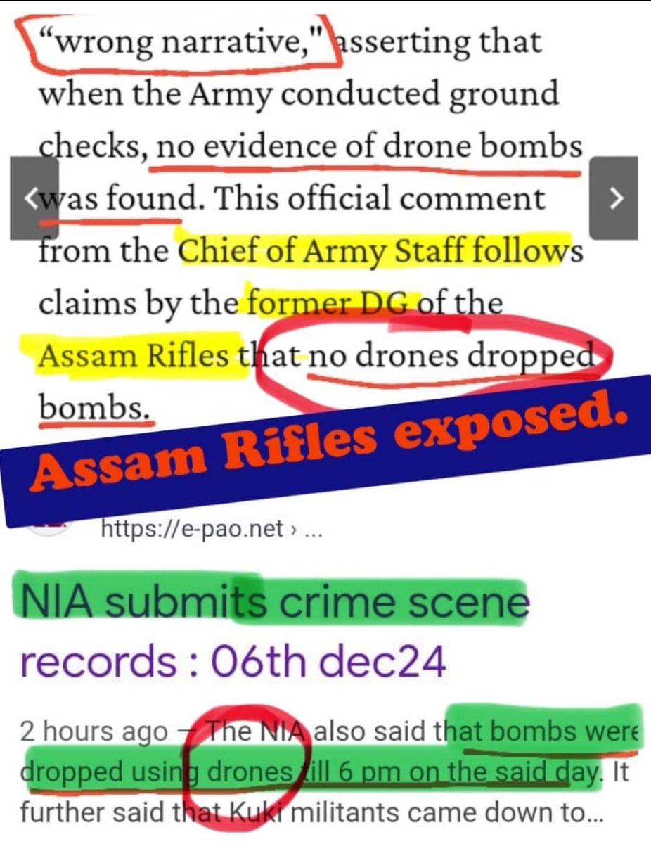 Chief of Indian Army claims no drone bombs have been used by #kukimilitants in Manipur but NIA report and the video/photo proof that exist tells another story, thanks to #PoppyAndPleasure. Liars, all of you.
Kitna paisa khaiya be, madartoot? <a href="/BJP4India/">BJP</a> <a href="/narendramodi/">Narendra Modi</a> <a href="/AmitShah/">Amit Shah</a>
