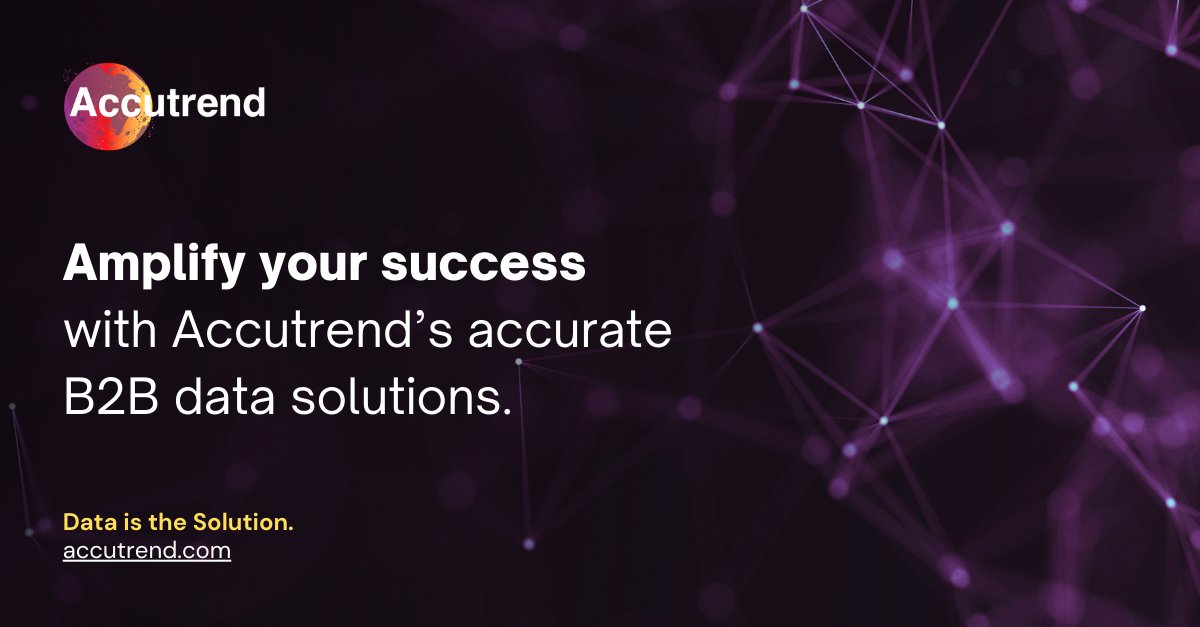 accutrend's tweet photo. Amplify your success with Accutrend's accurate B2B data solutions.

Data is the Solution. Connect with Accutrend for more information. 
#Accutrend #Data #B2BSolutions https://t.co/9ncRopbzSm