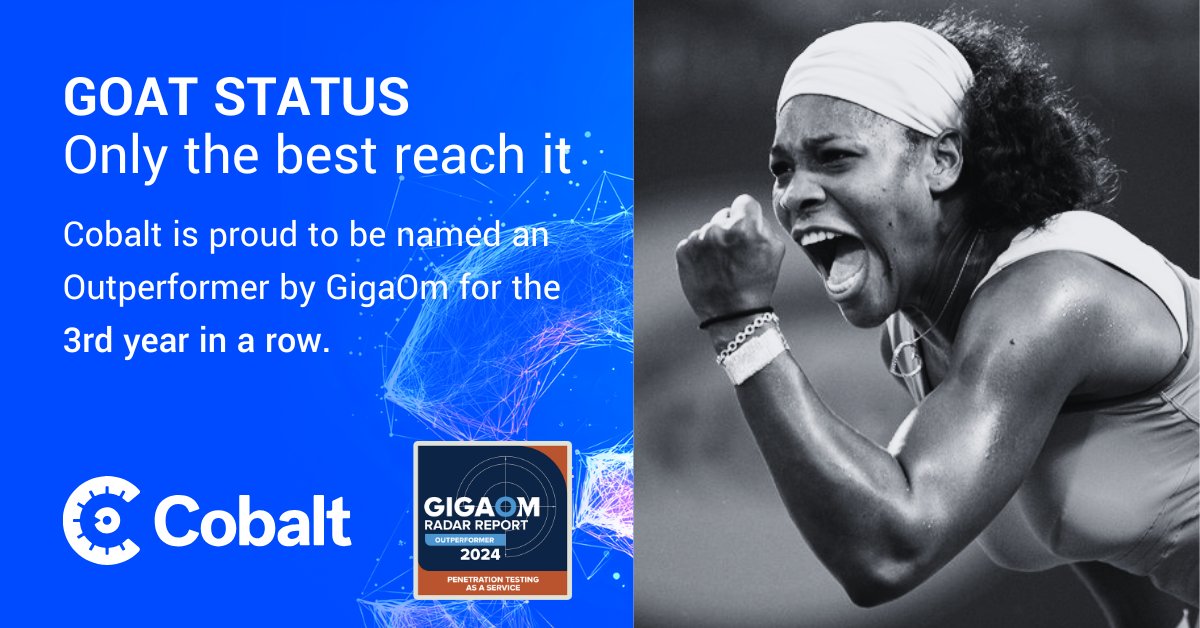 cobalt_io's tweet photo. ๐ Three years, three wins!
Cobalt is proud to be named a GigaOm Outperformer for PTaaS for the third consecutive year.
Check out the blog below to see how weโre raising the bar year after year:
๐ https://t.co/Nwgf6Ew1V2
#12DaysofCobalt #GigaOmReport https://t.co/4DkE1plbZj