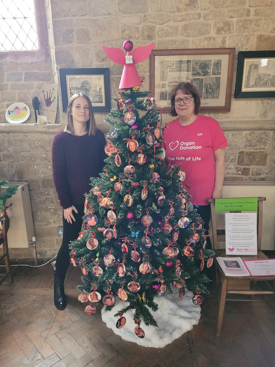 kathryncroker's tweet photo. It's the Christmas Tree Festival at Holy Trinity Church Rothwell, Northants &amp; @nicolalee17 &amp; I from @KettGeneral Organ &amp; Tissue Donation Committee have created the 'Tree of Life', remembering those who've given the #GiftOfLife &amp; to encourage people to talk about #OrganDonation 🩷 https://t.co/9i2aJhs3gr