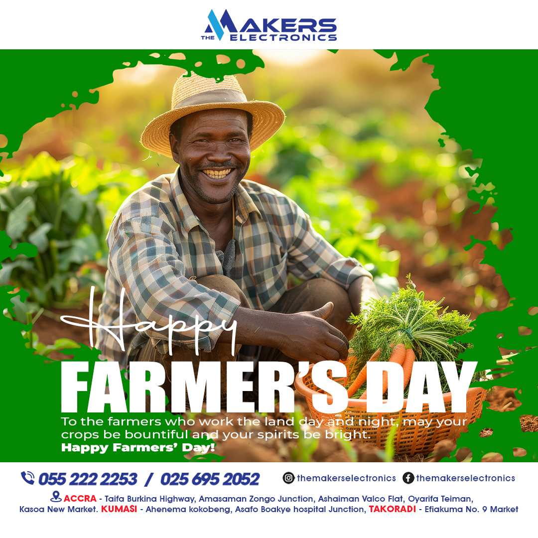 The Makers Electronics Company Limited (@themakersgh) on Twitter photo Let's honor our farmers and support local agriculture. 🌱🌾🌽 #FarmersDay #Ghana #Agriculture #BuyLocal #EatLocal Let's honor our farmers and support local agriculture. 🌱🌾🌽 #FarmersDay #Ghana #Agriculture #BuyLocal #EatLocal