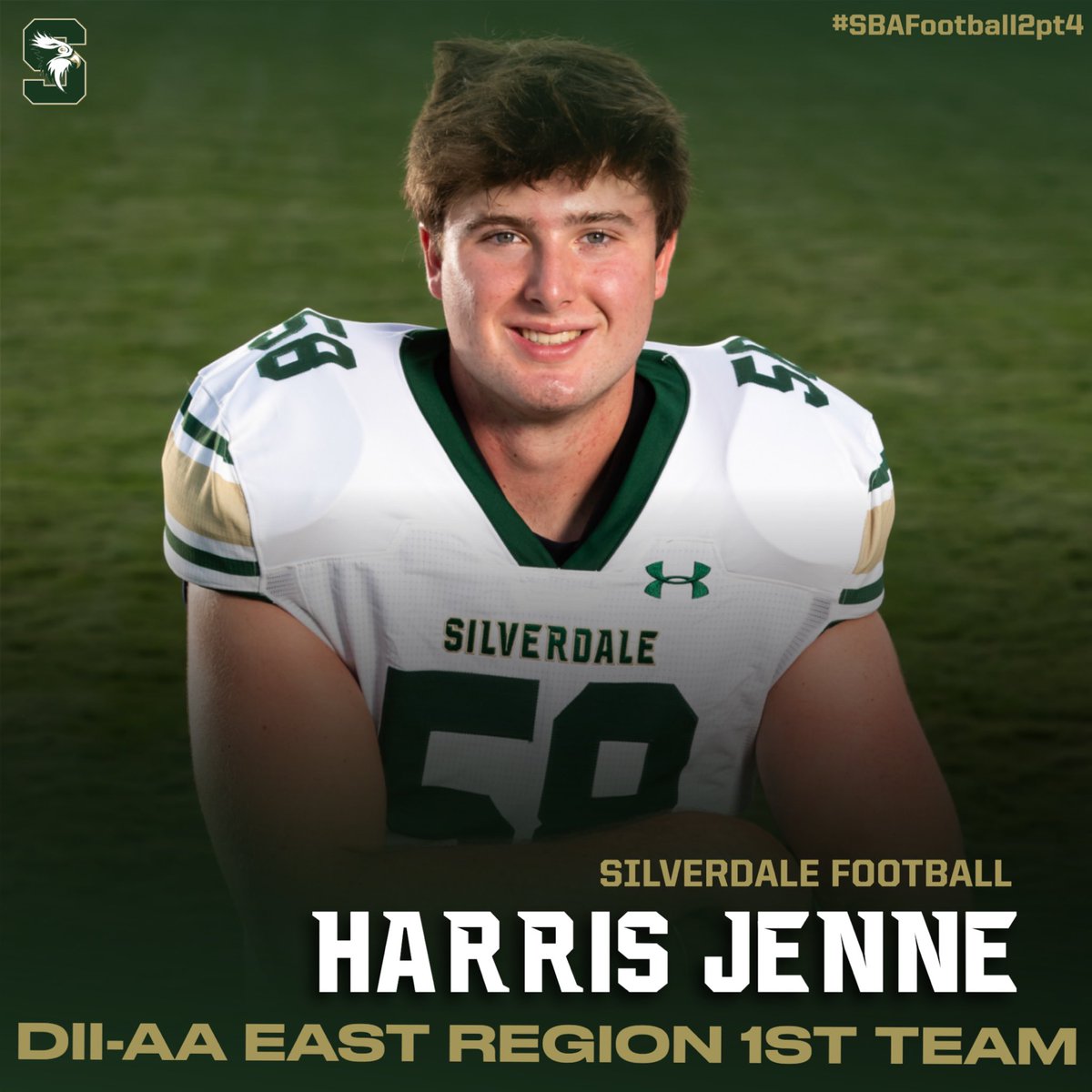 Congrats to Harris Jenne 4 being named to the D2 AA East Region Team. Harris has been a key our offensive success over the past 2 seasons! He has accounted for roughly 90 pancake blocks!! #SBAFootball2pt4 #BeMore4Others #ProtectTheMission #Built2BDifferent #UNCOMMON