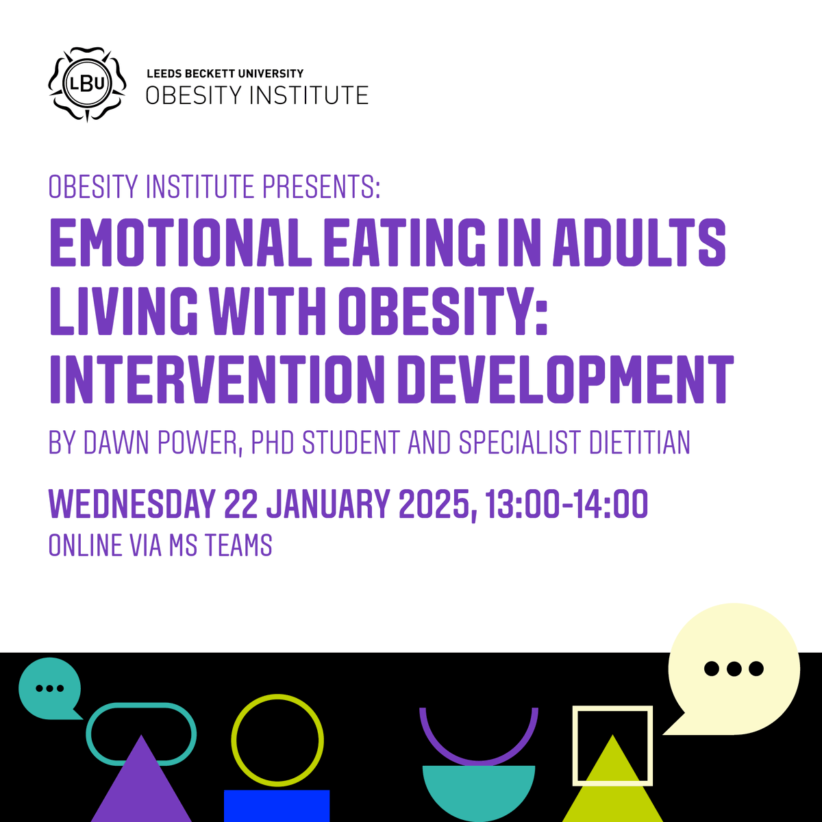 Obesity Institute (@obesityinst) on Twitter photo Join our next online seminar on "#EmotionalEating in Adults Living with #Obesity: Intervention Development" by <a href="/DawnPowerRD/">Dawn Power</a>. Discover key insights from her #research, inc. gaps in current treatments & the innovative <a href="/Eating_Freely/">Eating_Freely</a> CBT programme. Book now: bit.ly/4imP9MS Join our next online seminar on "#EmotionalEating in Adults Living with #Obesity: Intervention Development" by <a href="/DawnPowerRD/">Dawn Power</a>. Discover key insights from her #research, inc. gaps in current treatments & the innovative <a href="/Eating_Freely/">Eating_Freely</a> CBT programme. Book now: bit.ly/4imP9MS