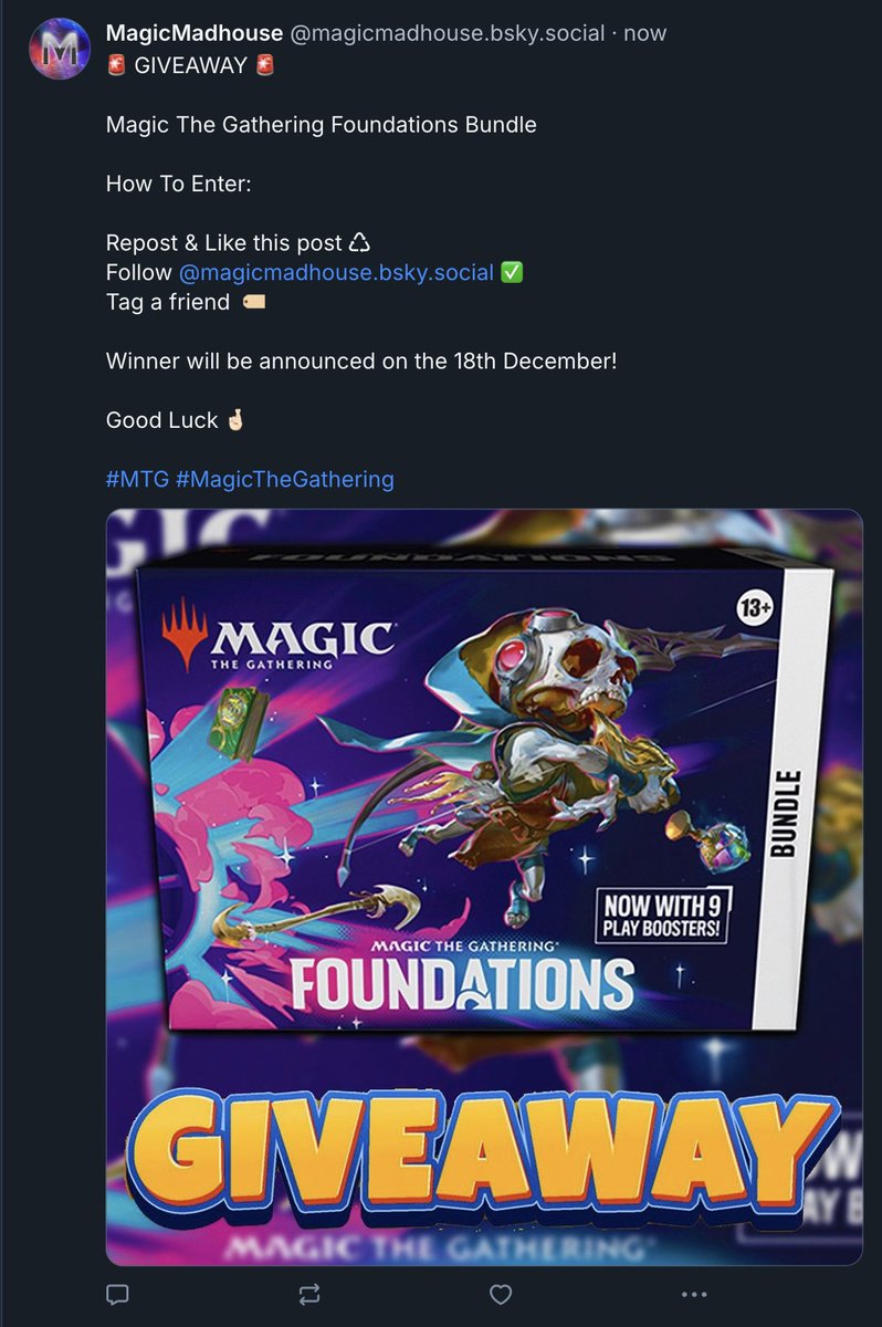 magicmadhouse's tweet image. BlueSky exclusive MTG giveaway is live. Go enter bsky.app/profile/magicm…