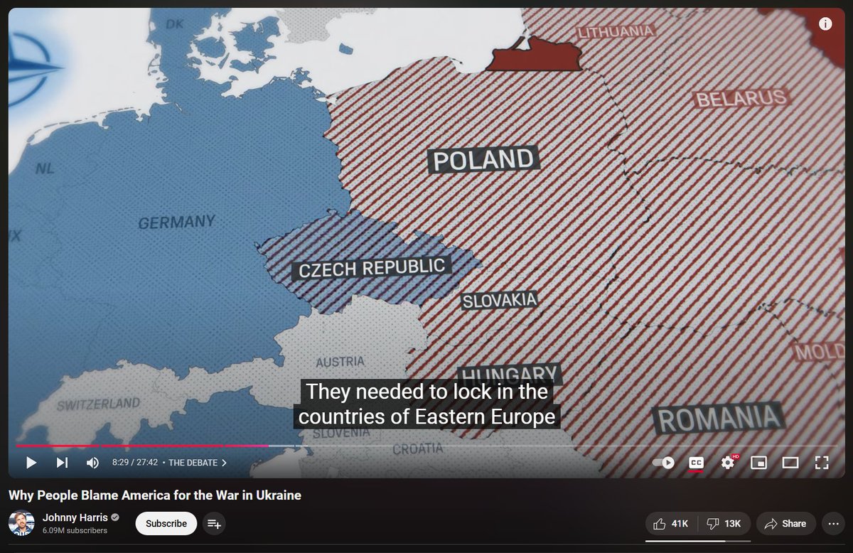 KnowingBetterYT's tweet photo. Wow, finally getting around to the Johnny Harris video.

This is straight up propaganda.

NATO didn't invade these countries or force them to join. They practically begged to join; the Baltic states especially.

Is this the kind of crap you kids have been consuming? https://t.co/CTbi3OAQmi