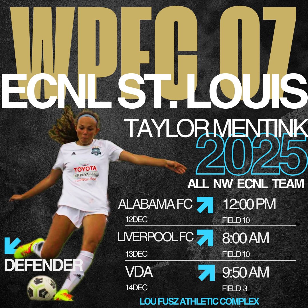 Taylor (@taylor_mentink) on Twitter photo So excited for ECNL St. Louis! Hope to see you there!
<a href="/ImYouthSoccer/">ECNL/GA/Recruiting/College Soccer</a> <a href="/ECNLgirls/">ECNL Girls</a> <a href="/PrepSoccer/">Prep Soccer β½οΈ</a> <a href="/ImCollegeSoccer/">College Soccer Truth β’</a> <a href="/TheSoccerWire/">SoccerWire</a> <a href="/TopDrawerSoccer/">TopDrawerSoccer</a> <a href="/WAPremier/">Washington Premier F.C.</a> So excited for ECNL St. Louis! Hope to see you there!
<a href="/ImYouthSoccer/">ECNL/GA/Recruiting/College Soccer</a> <a href="/ECNLgirls/">ECNL Girls</a> <a href="/PrepSoccer/">Prep Soccer β½οΈ</a> <a href="/ImCollegeSoccer/">College Soccer Truth β’</a> <a href="/TheSoccerWire/">SoccerWire</a> <a href="/TopDrawerSoccer/">TopDrawerSoccer</a> <a href="/WAPremier/">Washington Premier F.C.</a>