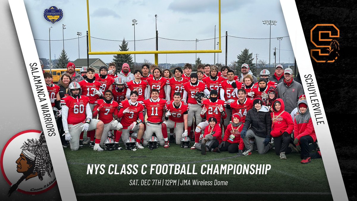 Salamanca Warriors Football (@salwarriorsftbl) on Twitter photo GAME DAY! 🏈
We take on Schuylerville in the <a href="/NYSPHSAA/">NYSPHSAA</a> Class C CHAMPIONSHIP at <a href="/JMAwireless/">JMA Wireless</a>
12pm kick off
🎟️Tickets: am.ticketmaster.com/syracuse/buy/2…
📺Watch LIVE: on <a href="/NFHSNetwork/">NFHS Network</a> nfhsnetwork.com/events/nysphsa…
#LetsGoWarriors #CHAMPIONSHIP #WarriorNation GAME DAY! 🏈
We take on Schuylerville in the <a href="/NYSPHSAA/">NYSPHSAA</a> Class C CHAMPIONSHIP at <a href="/JMAwireless/">JMA Wireless</a>
12pm kick off
🎟️Tickets: am.ticketmaster.com/syracuse/buy/2…
📺Watch LIVE: on <a href="/NFHSNetwork/">NFHS Network</a> nfhsnetwork.com/events/nysphsa…
#LetsGoWarriors #CHAMPIONSHIP #WarriorNation