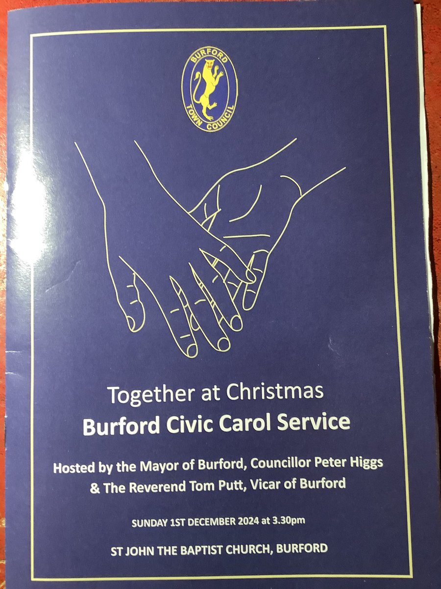 We were very much Together at Christmas at the Mayor of Burford’s civic carols when the lights went out and, led by a wonderful choir, the whole congregation sang O Come All Ye Faithful unaccompanied by the light of the first Advent candle - a magical moment to be treasured.
