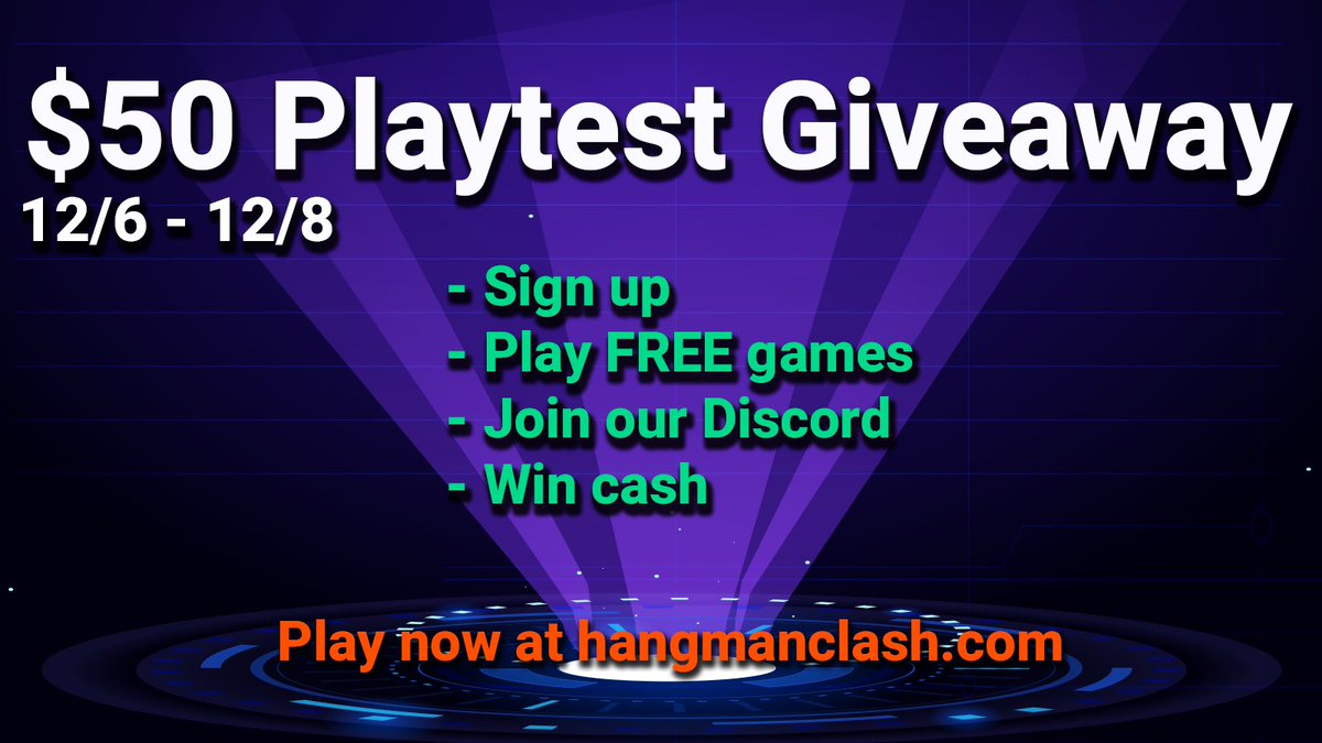 spyreio's tweet photo. 🎉 Let the games begin! 🎉

Our limited play-test starts NOW:

✅ Play Hangman Clash at https://t.co/dBT6g8ARGV
✅ Earn raffle tickets as you play
✅ Submit them for a chance to WIN $50 USDC! 💰🔥

Don’t miss out—jump in now! 👊 https://t.co/Q7YtnerX2h