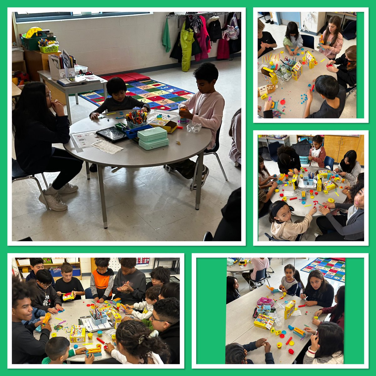 MsDJFlick's tweet photo. When “big” kids enjoy playdough as much as their learning buddies! @StBernaDPCDSB @mrsbermudezabc https://t.co/N3FcqhaL3j