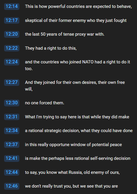 KnowingBetterYT's tweet photo. This is what Johnny Harris thinks those Baltic states SHOULD have done.

They should have made the "perhaps less self-serving decision" and just sang kumbuya with their historically-aggressive former enemy.

What an insane take. https://t.co/FFLXgUwmXE