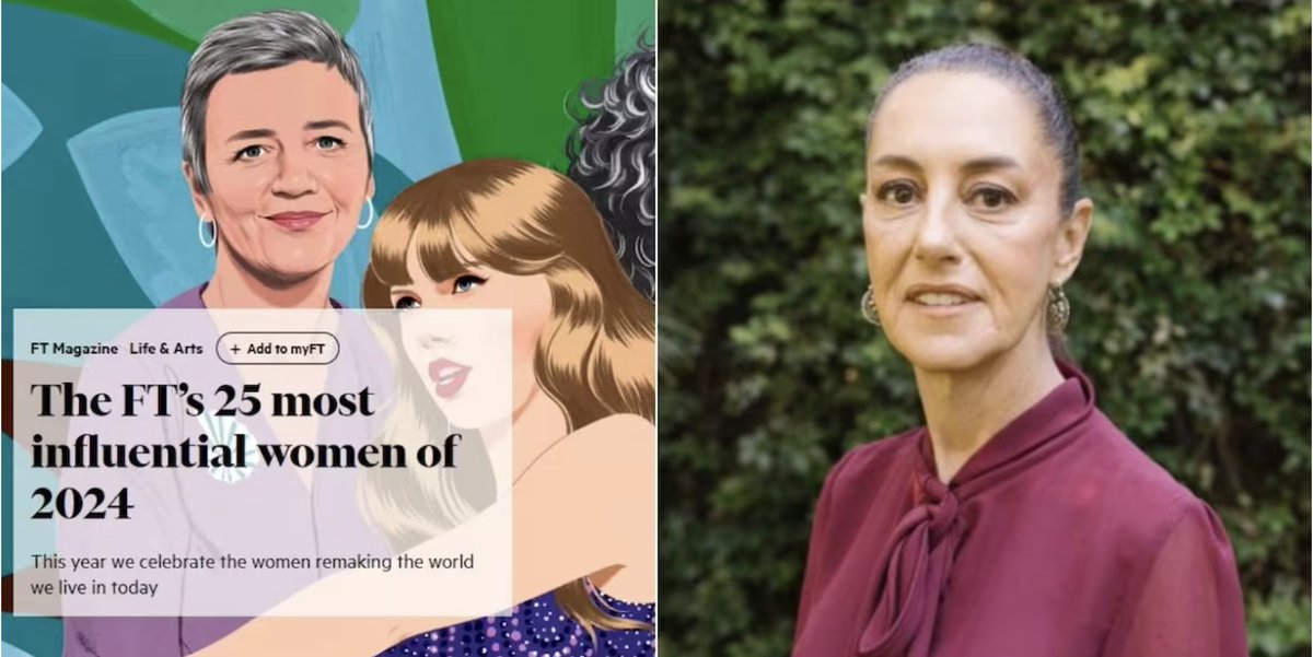 ErnestinaGodoy_'s tweet photo. La presidenta @Claudiashein, fue incluida en la lista de las mujeres con mayor influencia en el mundo, que cada año publica la revista Financial Times, @FT.
Este es el tiempo de las mujeres y de mujeres mexicanas que trascienden, cuyo trabajo se reconoce de manera global y que se encuentran en las esferas de los deportes, la música, la literatura y, como la Dra. Sheinbaum, la política. Estoy segura, que este es tan solo uno de los enormes logros que veremos a lo largo de su presidencia.