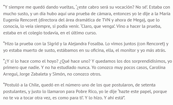 <a href="/Cooperativa/">Cooperativa</a> Simón Pesutic: "No vengo de una familia de actores y directores" El mismísimo al que su papá (Mauricio Pesutic) le consigue una prueba de cámara en TVN.