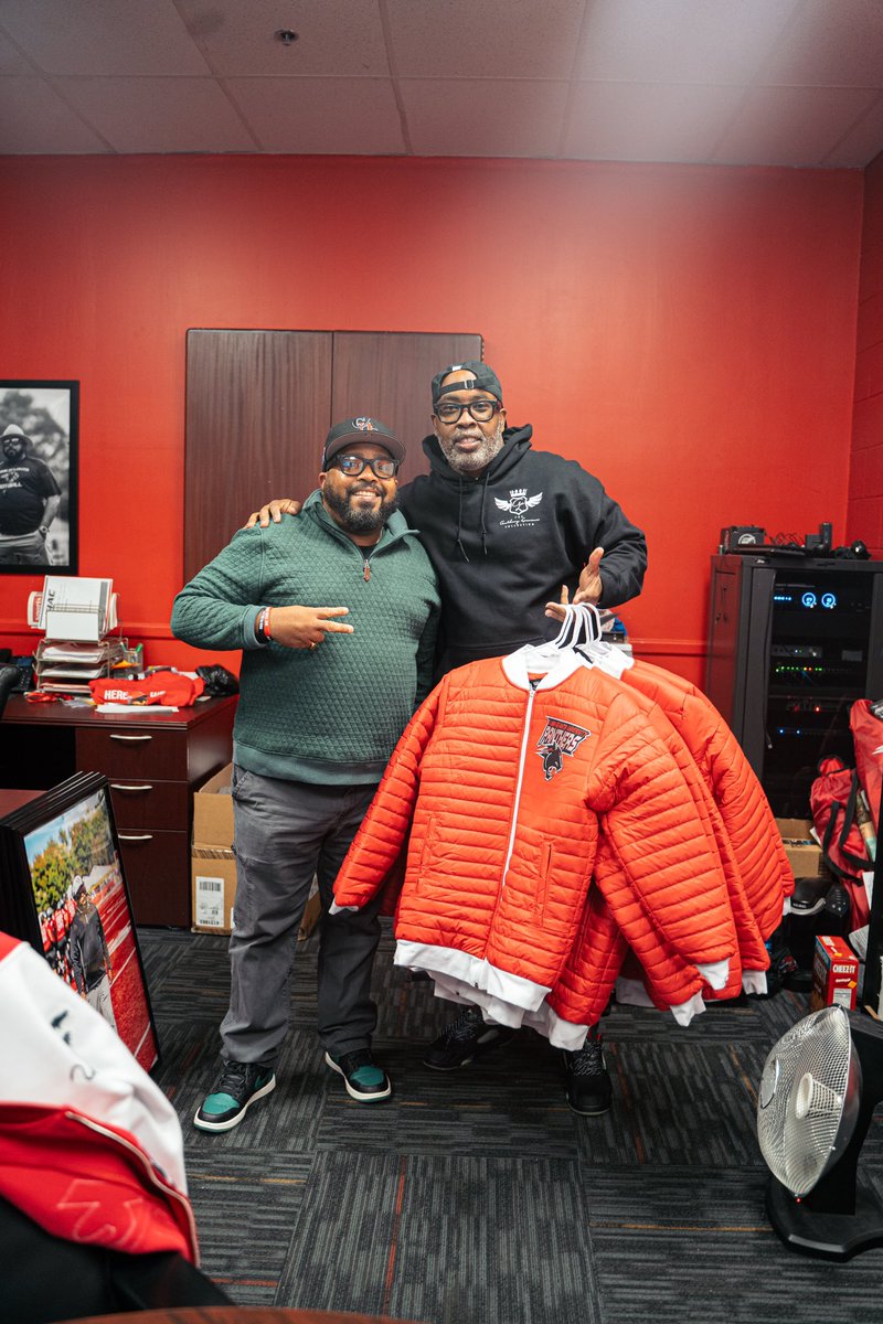 ALCollection's tweet photo. I pulled up on my coach @teddyk95 and surprised him and @CAU_Football staff w/ some #ALCollectionCAU Bubble Jackets for an unbelievable LEGENDARY season. #ThisAintNormal #TheNewCollegeFlava https://t.co/txDY7MpyMv
