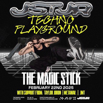 🚨RAVE ALERT🚨 Techno playground is coming to Magic Stick with the rave king 👑 <a href="/JSTJR/">JSTJR</a>  on February 22 2025. Ravers, this is your night. Will you answer the call? 😈  <a href="/majesticdetroit/">Majestic Detroit</a>