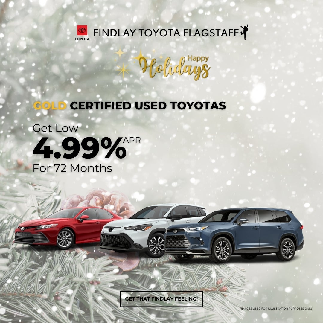 FlagstaffToyota's tweet image. 💛 Drive with confidence in a Gold Certified Used Vehicle from Findlay Toyota! Get 4.99% APR financing on rigorously inspected, certified vehicles. 🚘✨ #CertifiedToyota #LowAPR #getthatfindlayfeeling Shop For Yours at 👉 p1.tt/3BjDeij