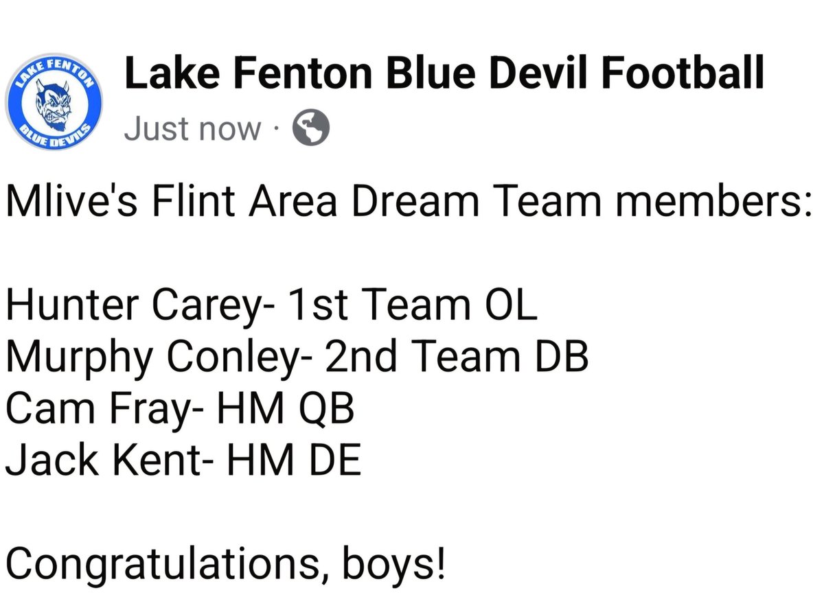 Lake Fenton Blue Devils Football (@lakefentonfb) on Twitter photo 