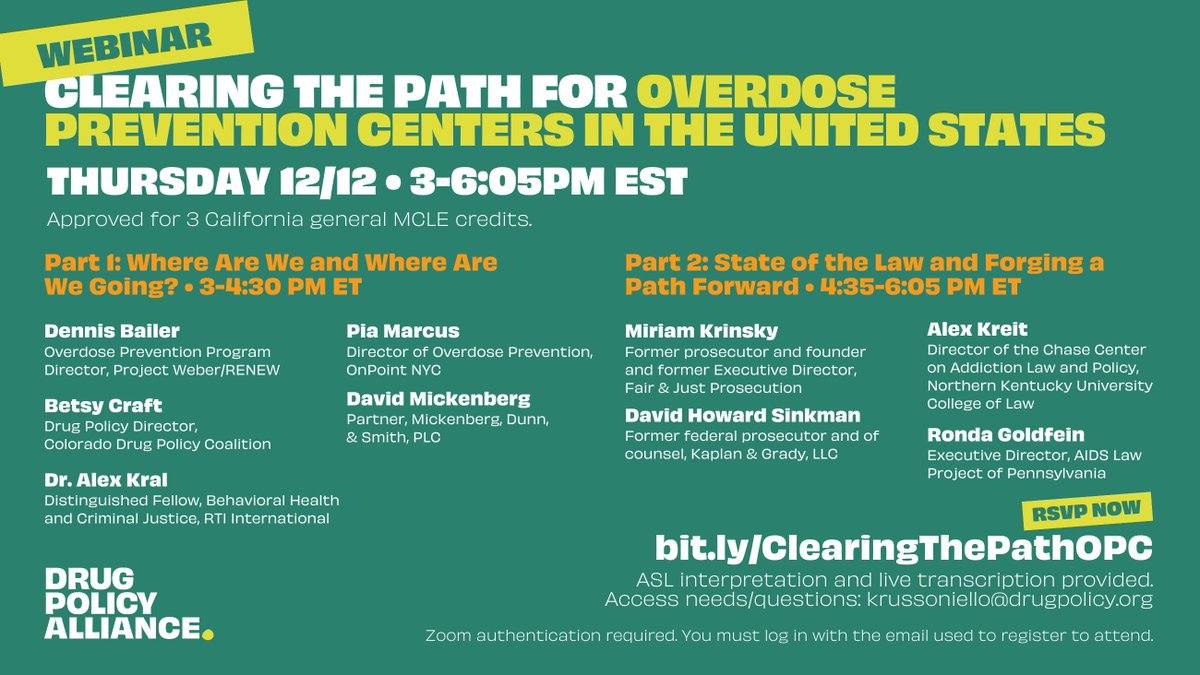 d4dprorg's tweet photo. Can't miss event alert!!
DPA is offering this webinar on Thursday, 12/12, discussing overdose prevention centers. Register here: https://t.co/C3q4fX0J9D
View D4DPR's position paper on this topic here: https://t.co/aAszpduEvm https://t.co/RJlVJ8BwLg
