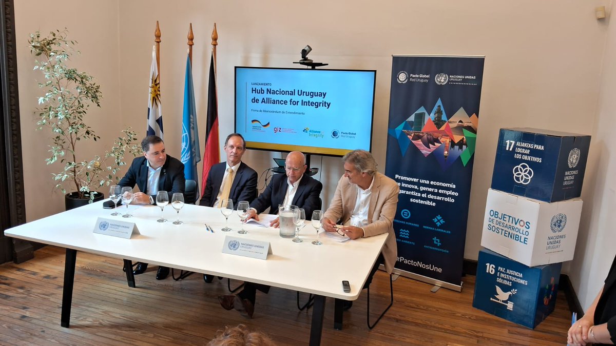 AuciUruguay's tweet photo. #AUCI acompañó el lanzamiento del HUB Nacional Uruguay de Alliance for Integrity, en la casa @ONUUruguay, en el marco de la colaboración estratégica entre el @PactoglobalUY y la Alliance for Integrity. https://t.co/COau1wtloR