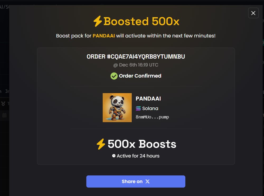 ⚡ Boosted 500x PANDAAI on DEX Screener!
dexscreener.com/solana/8nmMUob…