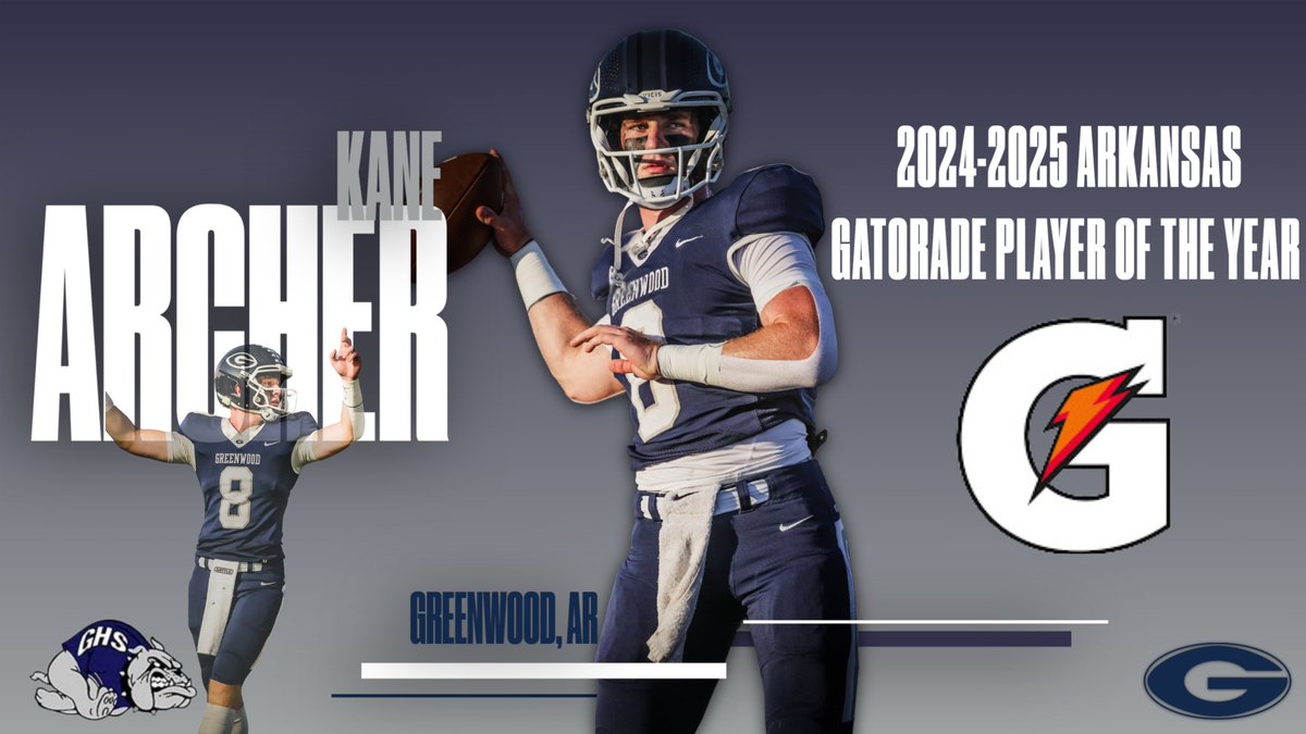 GreenwoodFball's tweet photo. CONGRATS to our Junior QB @KaneArcher9  for earning the 2024-2025 Arkansas Gatorade Player Of The Year! https://t.co/te4m6p2SMJ