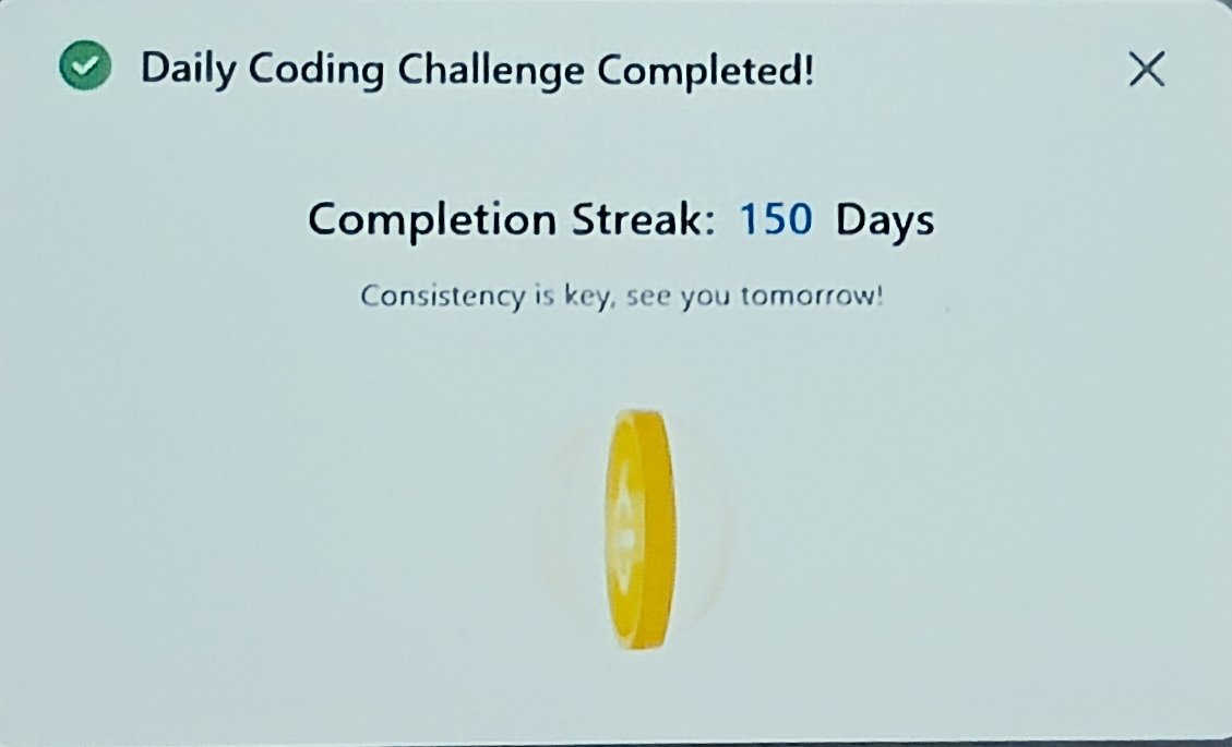 astha_ade's tweet photo. Day 24 of the #Leetcode75 Challenge!
🔸Solved 2 problems from leetcode75
🔸Solved POTD
Progress - 53/75 ✅
#LeetCode #CodingJourney #CodingCommunit https://t.co/dAxv6k3jl1