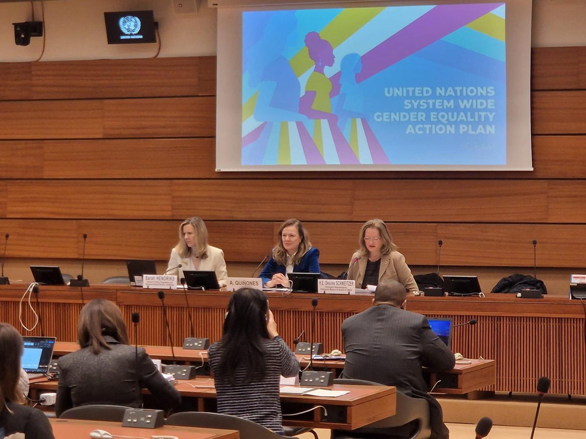 UN Women expresses special thanks to <a href="/AustriaUNGeneva/">Austria UN Geneva</a> for their leadership in yesterday's briefing on the Gender Equality Acceleration Plan presented by our Policy and Programme Director <a href="/sarah_hendriks/">Sarah Hendriks</a>.