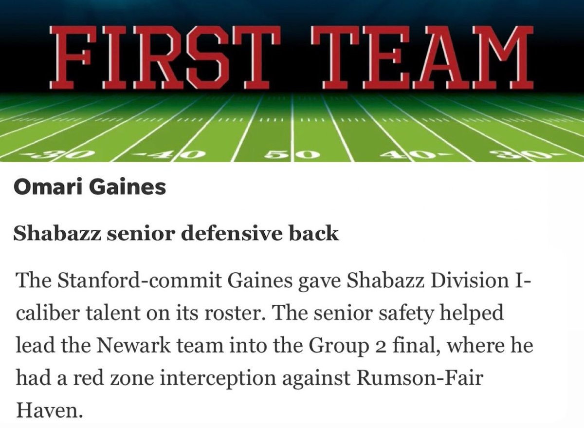 omarigaines_'s tweet photo. Blessed to have been awarded first team All State honors for an amazing season. Finishing with 65 TOT, 8 int’s, 6 Td’s, 226 rec, 3 TFL’s, 1 FF, 1 FR. I will truly miss high school football, thank you @MxsAthletics !♥️ On to the next. #1️⃣out @BigBody_Nas8 

https://t.co/BDLofSQ3MM https://t.co/81oDdEKhC6