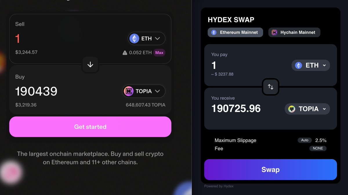 🚨 $TOPIA is on the rise! 🚨

Remember to use Hydex.gg to buy/sell $TOPIA. ♻️ 

Hydex has 0% fees on all swaps! 🤯 

Get back all the $$$ you’re owed and stop paying silly interface fees!