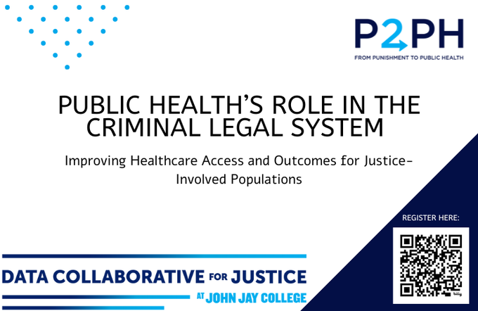 ExternalAffairs@JJAY (@jjextaffairs) on Twitter photo UPCOMING EVENT: On December 12th listen to a panel of experts discuss how public health can enhance equity in the criminal legal system and improve healthcare access for justice-involved populations. <a href="/dataforjustice/">Data Collaborative for Justice</a> <a href="/P2PHNYC/">Punishment to Public Health (P2PH)</a> <a href="/nycHealthy/">nychealthy</a>
Register today! ➡️ bit.ly/3YKqzMX UPCOMING EVENT: On December 12th listen to a panel of experts discuss how public health can enhance equity in the criminal legal system and improve healthcare access for justice-involved populations. <a href="/dataforjustice/">Data Collaborative for Justice</a> <a href="/P2PHNYC/">Punishment to Public Health (P2PH)</a> <a href="/nycHealthy/">nychealthy</a>
Register today! ➡️ bit.ly/3YKqzMX
