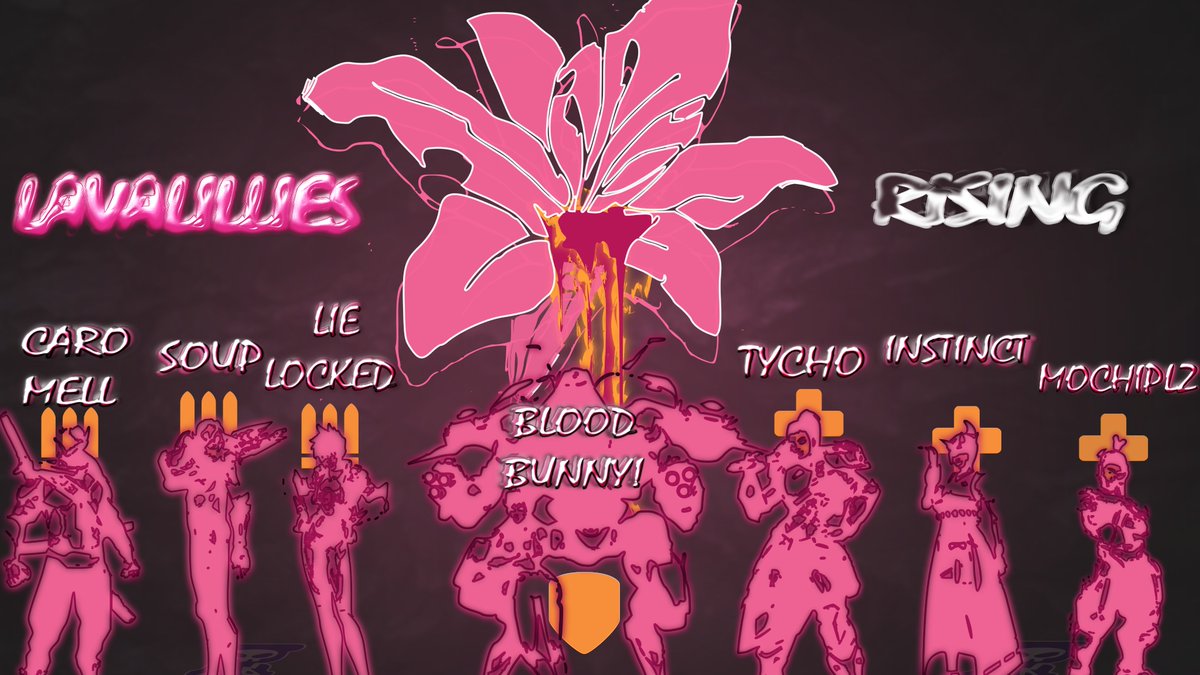 LavaLillies (@lavalillies) on Twitter photo The champions return to defend their crown with some new blood.
Your LavaLillies Rising for #CallingAllHeroes Major 3!
🛡️ <a href="/bunnielesbian/">jasmine ♡ 🇵🇸</a>
🛡️ <a href="/PastaActually/">ActuallyPasta</a>
⚔️ <a href="/lielocked/">lie</a>
⚔️ <a href="/soupidityy/">soup</a>
⚔️ <a href="/_Caromell/">caromell</a>
💉 <a href="/tycho_ow/">NTMR Tycho</a>
💉 <a href="/In5tinctPR/">NTMR Instinct 🦇🦌</a>
💉 <a href="/MochiPlayys/">🇵🇸Mochi Playys</a>
#HeatRisingRising The champions return to defend their crown with some new blood.
Your LavaLillies Rising for #CallingAllHeroes Major 3!
🛡️ <a href="/bunnielesbian/">jasmine ♡ 🇵🇸</a>
🛡️ <a href="/PastaActually/">ActuallyPasta</a>
⚔️ <a href="/lielocked/">lie</a>
⚔️ <a href="/soupidityy/">soup</a>
⚔️ <a href="/_Caromell/">caromell</a>
💉 <a href="/tycho_ow/">NTMR Tycho</a>
💉 <a href="/In5tinctPR/">NTMR Instinct 🦇🦌</a>
💉 <a href="/MochiPlayys/">🇵🇸Mochi Playys</a>
#HeatRisingRising