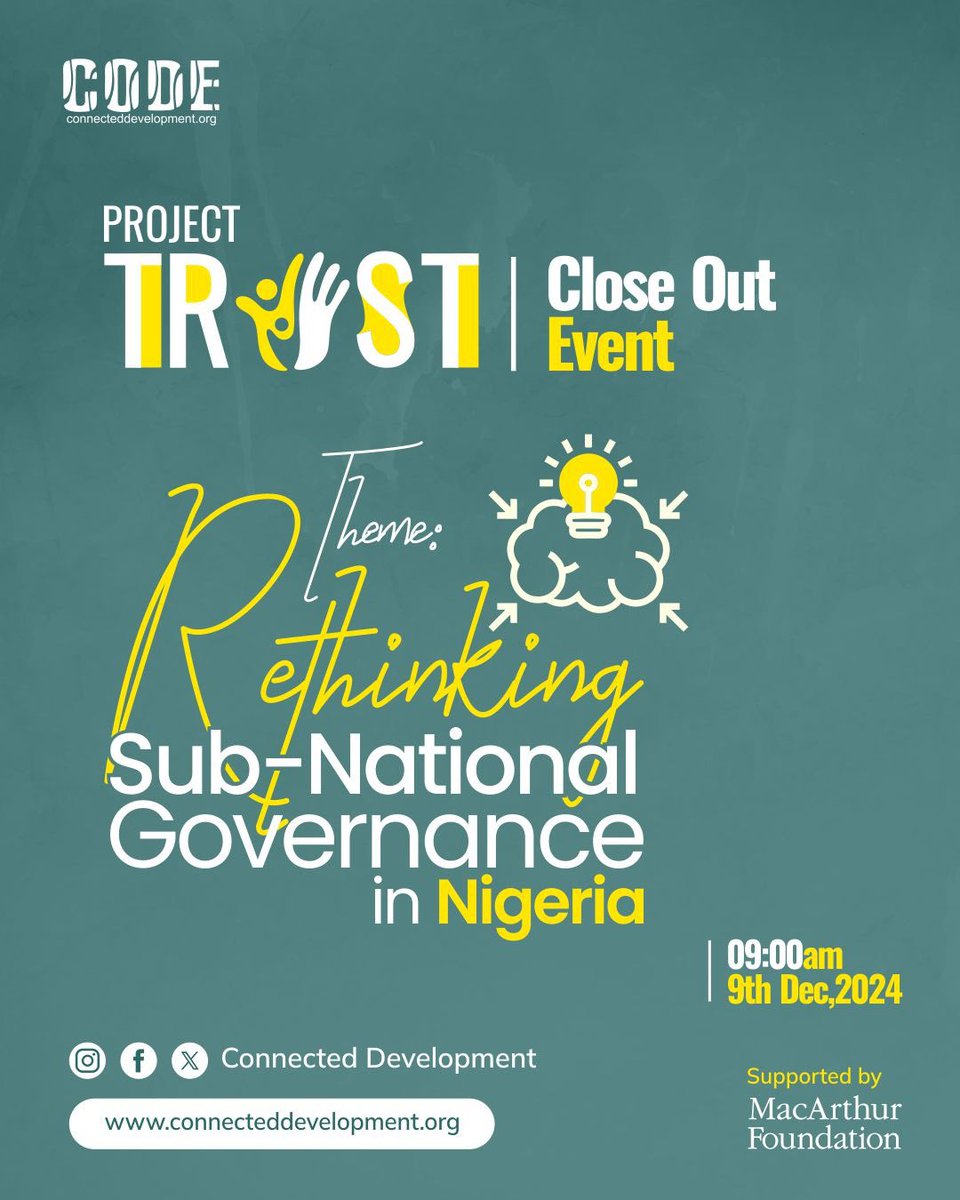Connected_dev's tweet image. Representatives to share our successes, &amp;amp; have the much needed conversation on “Rethinking Sub-National Governance In Nigeria”👌

 “When communities participate in governance, they shape their own futures &amp;amp; strengthen the fabric of society.” (3/3)

#ProjectTrustNG