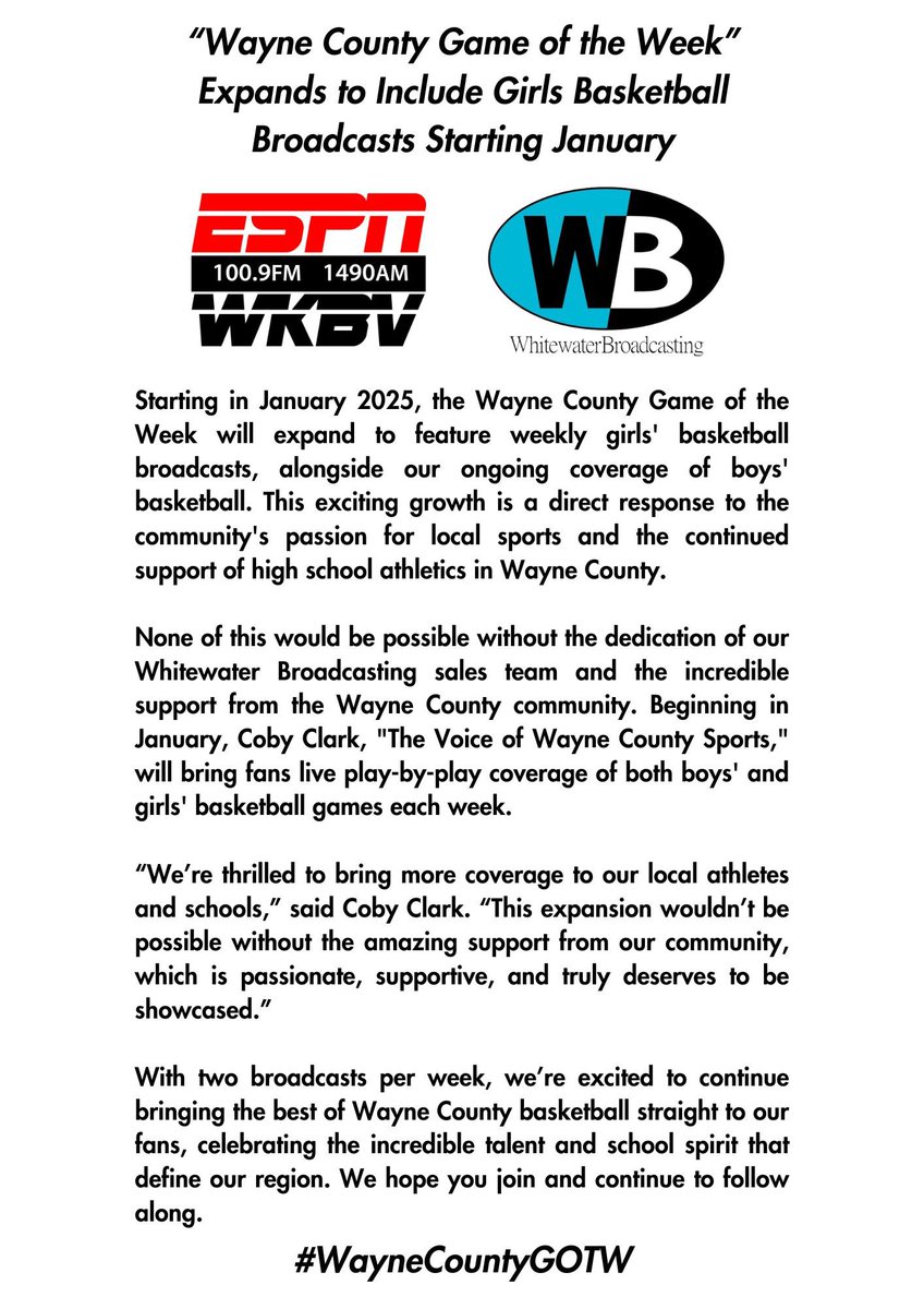 ESPN 1490/100.9 WKBV tweet media