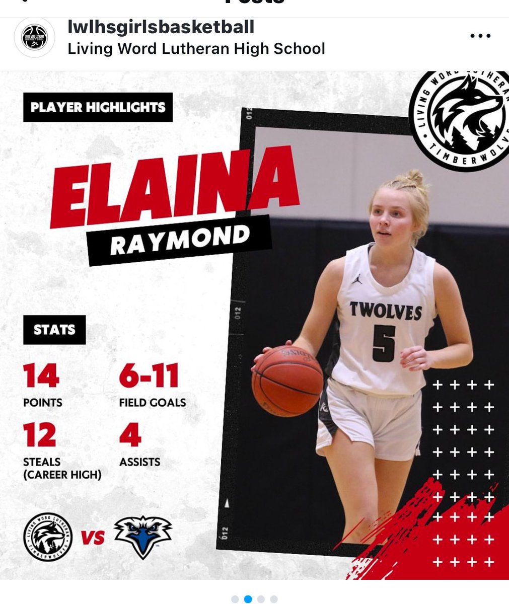 12 steals from Elaina - school record