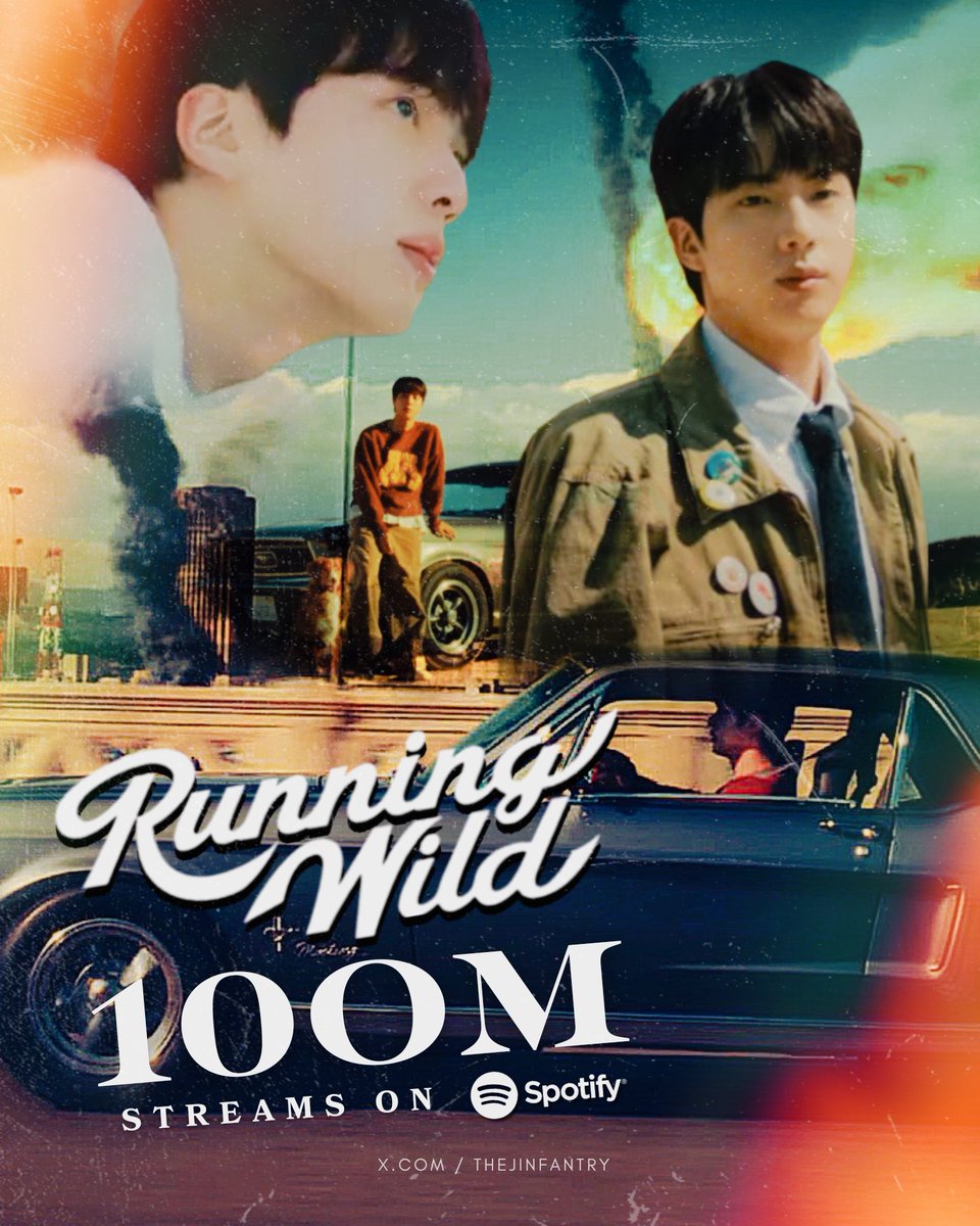 thejinfantry's tweet photo. 📊‘Running Wild’ by JIN has surpassed 100 Million Streams on Spotify! 🔥👏👏

CONGRATULATIONS JIN
#RunningWild100M #BTSJIN @BTS_twt https://t.co/Ys84xpka44