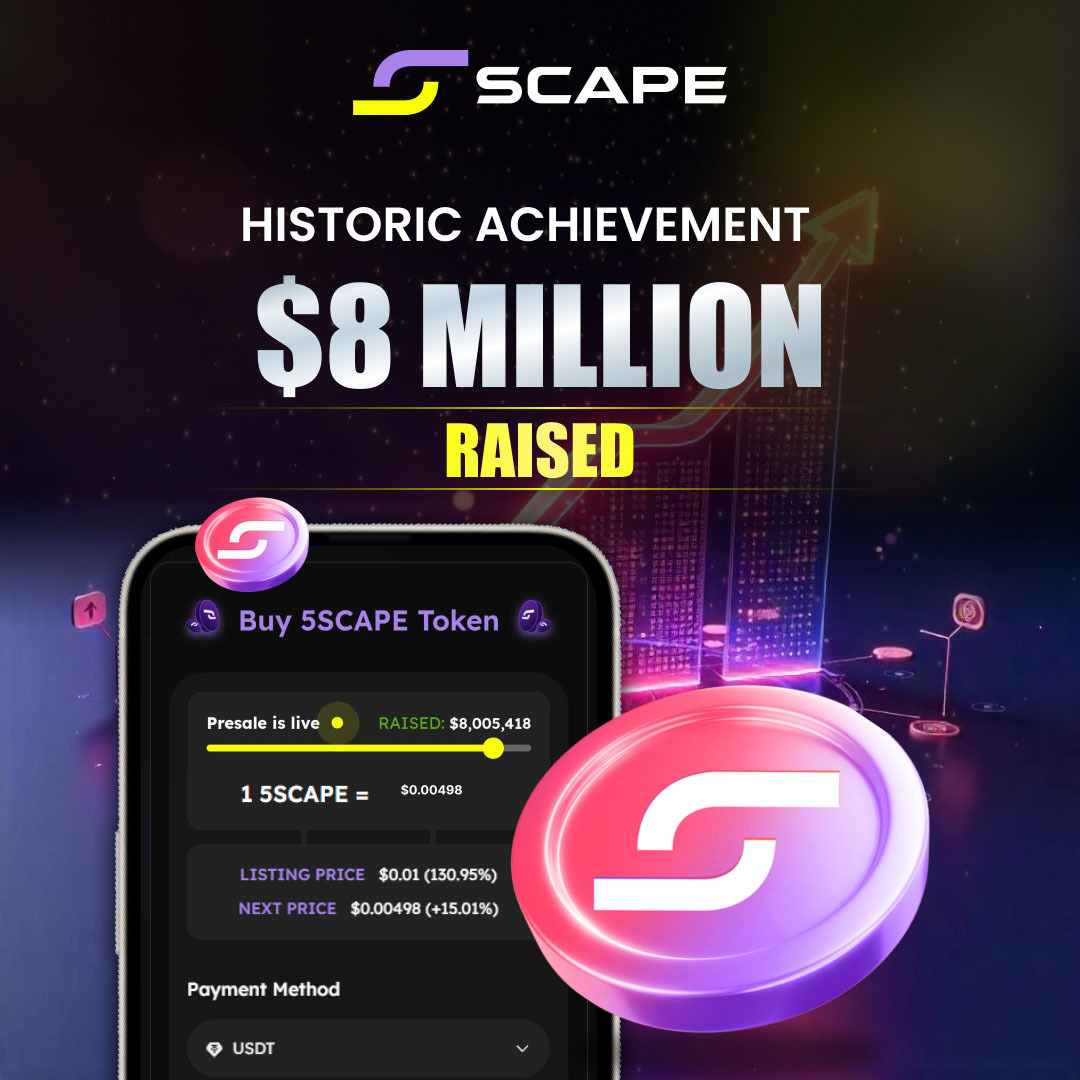 5th_scape's tweet photo. 🌟 We did it—together! 🌟
5thScape has officially raised $8 million in presale, and we couldn’t have done it without YOU—our amazing community! 🙌💖 
Your trust, belief, and support mean the world to us, and we’re beyond grateful to have you by our side on this incredible journey. This milestone is just the beginning of what we’re building together—a revolutionary VR Ecosystem like no other. 🎮✨
Here’s to bigger dreams, stronger connections, and many more milestones ahead, together! 🚀  
💬 Thank you for being part of our community. Let’s keep making history together!

#5thscape #5Scape #virtualreality #vrgaming #trending #viral #cryptocommunity