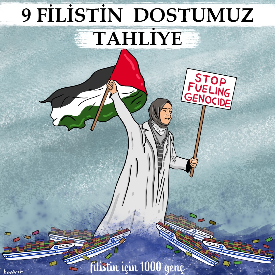 9 FİLİSTİN DOSTU TAHLİYE!

TRT World Forum'da işbirlikçileri ifşa ederek Filistin Direnişi'nin sesini bu topraklara taşıyan yoldaşımız Şeyma ve 8 dostumuz hakkında tahliye kararı verildi.

Alacağız dedik, aldık✌🏼🇵🇸