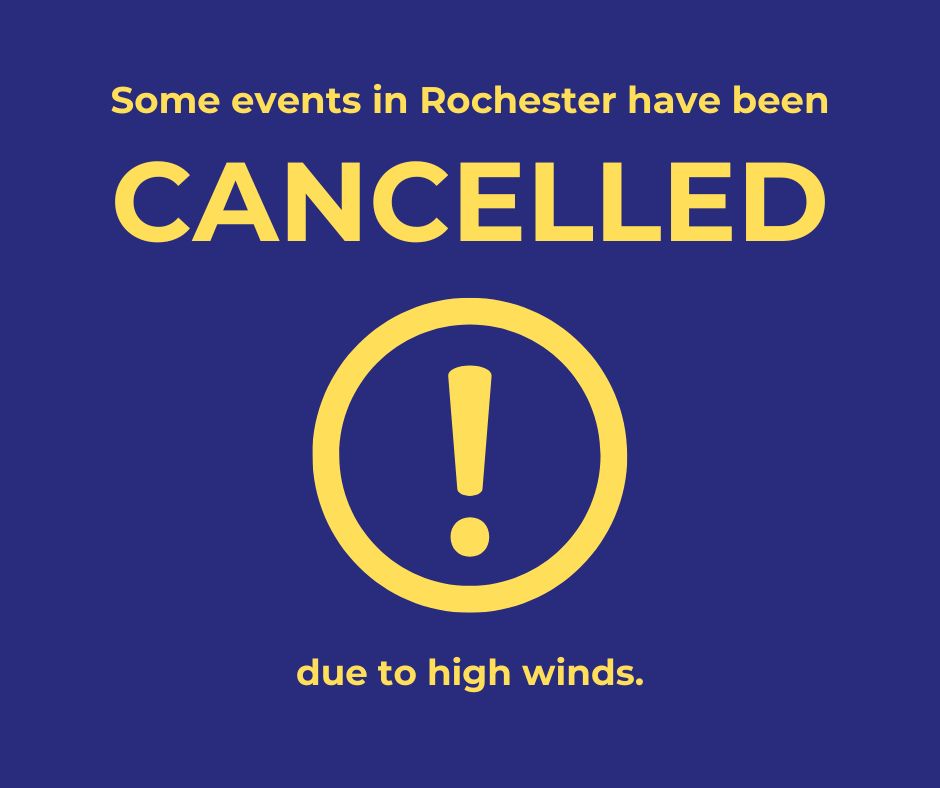 CANCELLED: Rochester Dickensian Festival &amp; Rochester Christmas Market (7–8 Dec) 

Due to high winds (up to 50mph), this weekend's Dickensian Festival, Christmas Market, Children's Village, &amp; funfair are cancelled for safety reasons. 

Full update: orlo.uk/APmxu