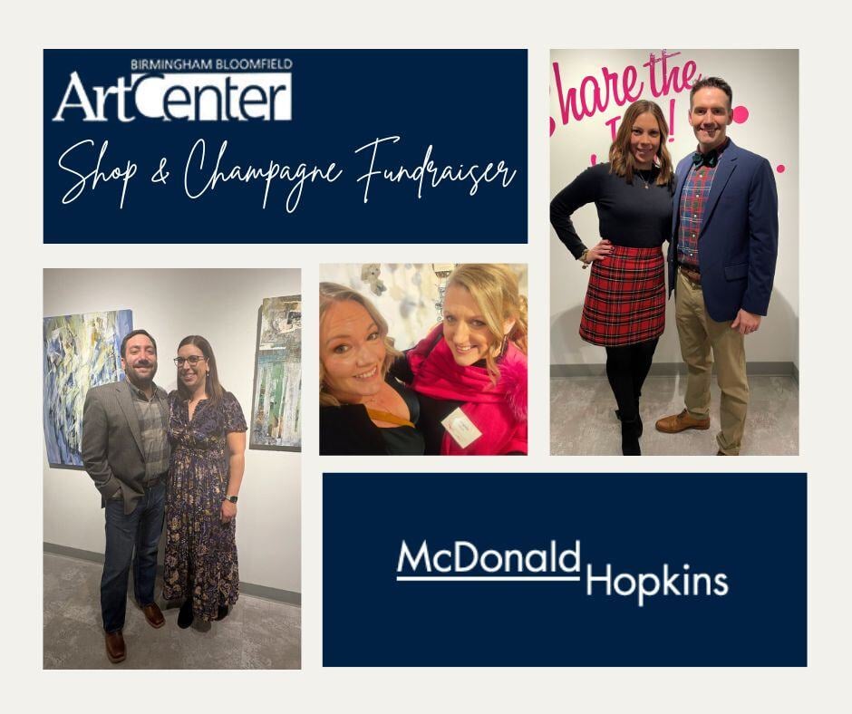 McDonaldHopkins's tweet photo. Our teams always show up to support their communities! This week, members of our Detroit office attended the Birmingham Bloomfield Art Center’s “Shop and Champagne” fundraiser, which provides critical support for the BBAC’s #ArtAccess and educational programs. #DestinationFirm https://t.co/BUYY1FFCMD