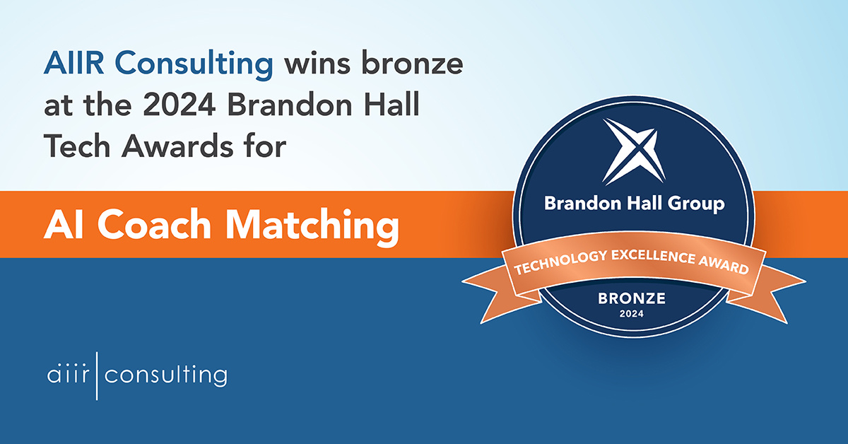 aiirconsulting's tweet image. AIIR Consulting wins bronze in &apos;Best Advance in AI for Business Impact&apos; at the 2024 Brandon Hall Excellence in Tech Awards!🎉 Our AI-Driven Coach Matching blends cutting-edge AI with expert insights, ensuring leaders find their perfect coach. hubs.ly/Q02-Kmdy0 #ExecCoaching