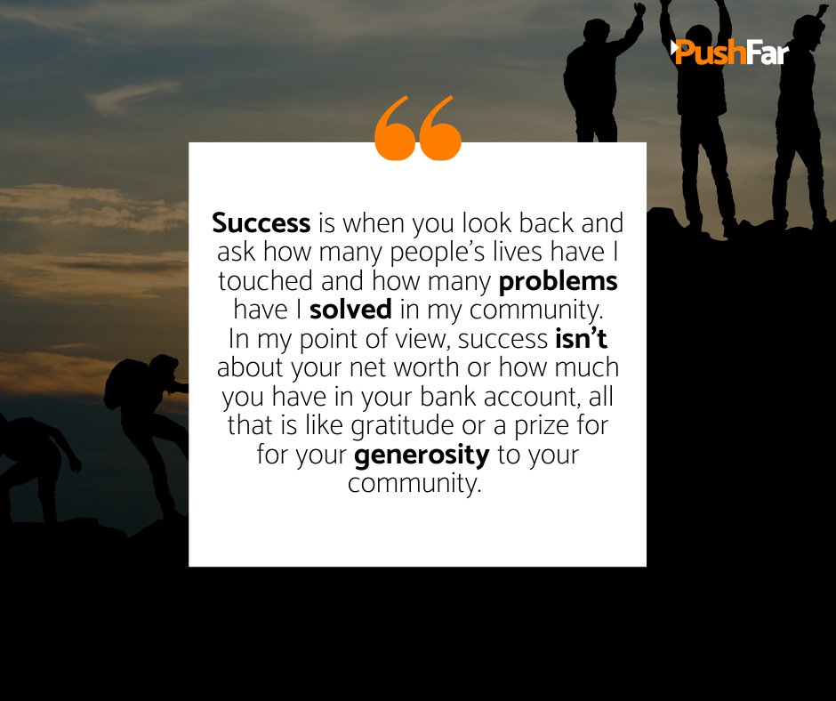 Success means something different for everyone. We asked the PushFar community how they define success in their career.

This answer stood out to us, and we wanted to share it.

Give back to someone as a mentor at PushFar.com ✨