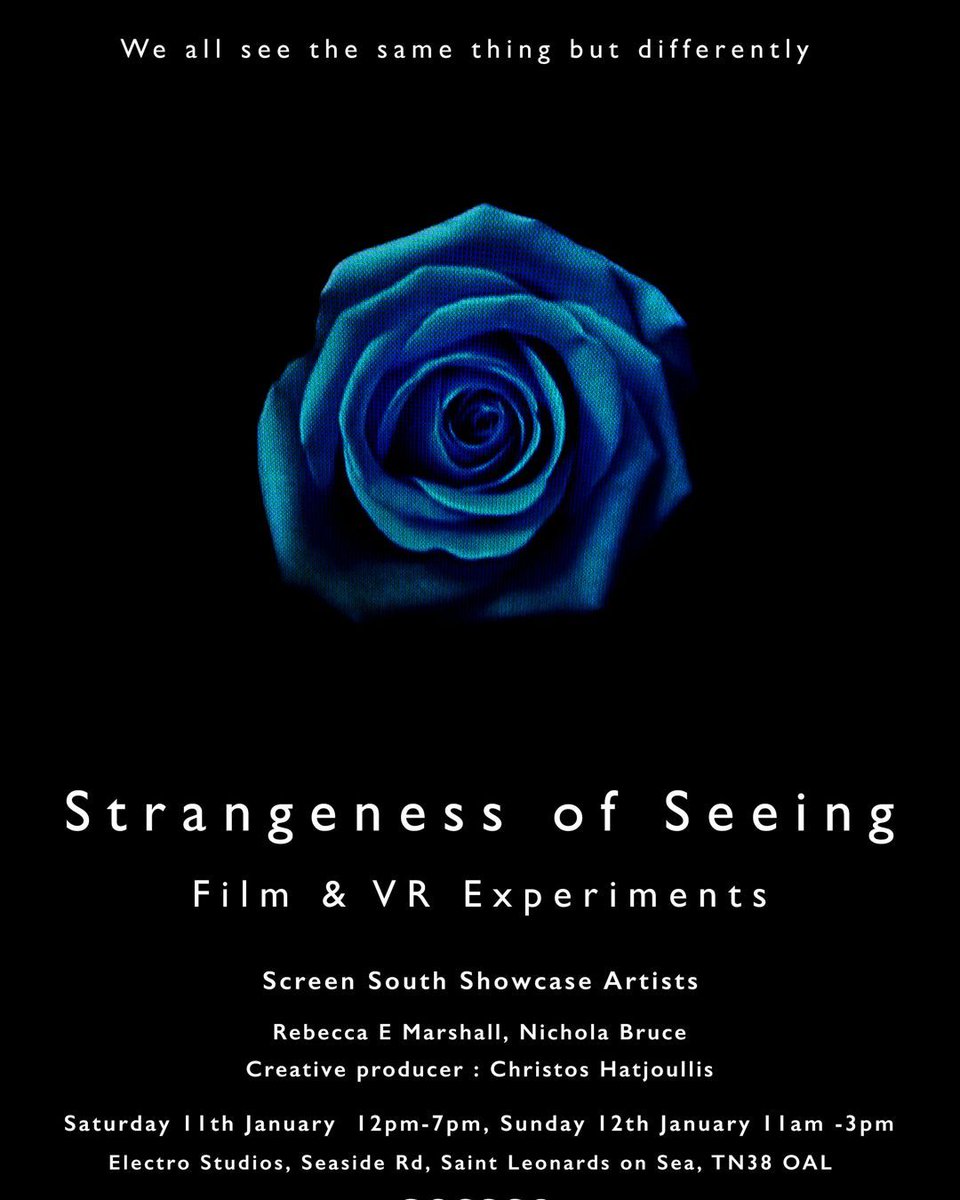 Check out Strangeness of Seeing, an upcoming exhibition exploring perspective through Film &amp; VR experiments, on Saturday 11th and Sunday 12th January!
This exhibition is presented by Rebecca Marshall &amp; Nichola Bruce as part of Screen South's Showcase Artists programme.