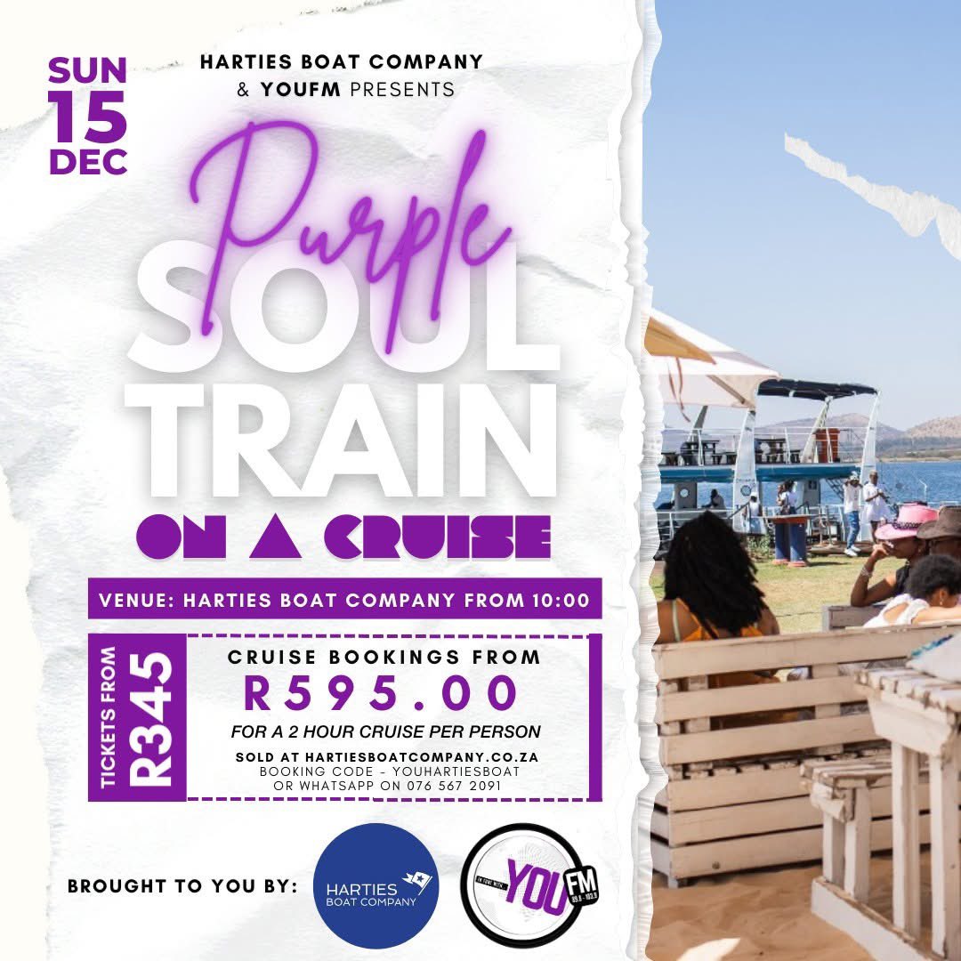 Win Double Tickets to the Purple Soul Train on a Cruise and Meet Your Favourite Presenters!

Here’s how to secure your spot:

1. Follow us on @youfm.898 on all social media platforms.
2. Like our giveaway post and tag a friend you’d love to bring along.
3. Ensure your tagged