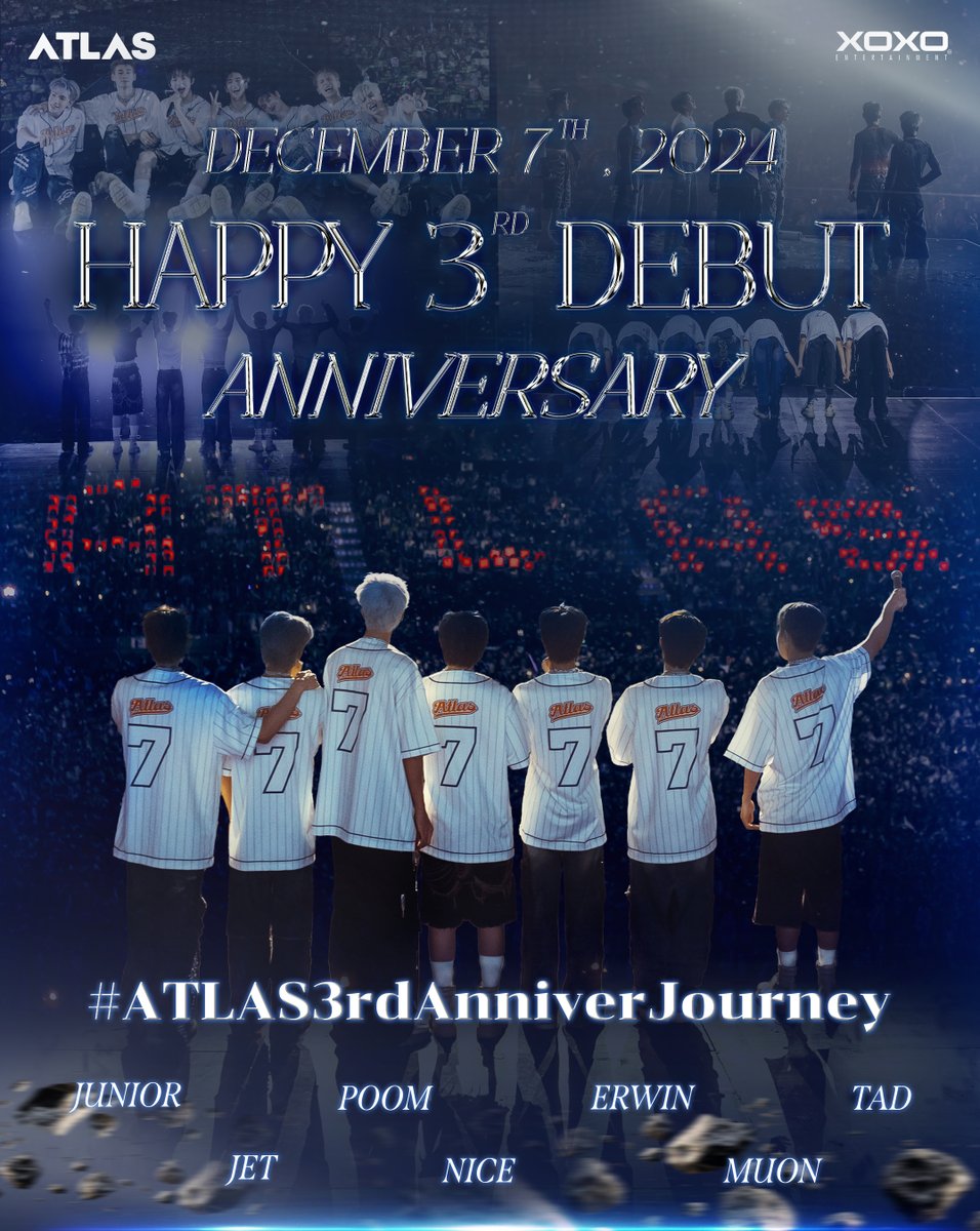 ATLASofficialTH's tweet photo. #ATLAS3rdAnniverJourney  🌎🪽
December 7th, 2024 🎂

ครบรอบ 3 ปี สำหรับการผจญภัยของ ATLAS 
ขอบคุณ ALIS ทุกคนที่เติบโตมาเป็นครอบครัวที่ใหญ่ขึ้นมาก ๆ 
และเป็นส่วนสำคัญที่คอย Support พวกเรามาโดยตลอด 
ปีนี้พวกเราได้ทำความฝันหลาย ๆ อย่างสำเร็จไปด้วยกัน หวังว่าทุกคนจะอยู่เติบโตไปกับพวกเราเรื่อย ๆ นะครับ 

เขียนคำอวยพรใต้โพสต์นี้ได้เลยนะครับ เดี๋ยวพวกเราจะมาอ่าน ^  ^

————
3rd Anniversary of ATLAS's journey. 

Thank you to all ALIS for being an essential part to support us as always. The more we grow together, the bigger family we become. In this year, we have made many dreams come true and we, ATLAS, hopefully to see everyone of you grow together with us.

Feel free to write your feeling about ATLAS below, we are eager to read it! 

#ATLAS3rdAnniverJourney 🌎🪽
#ATLAS_th #ATLASth 
#XOXOentertainment
#TPOP