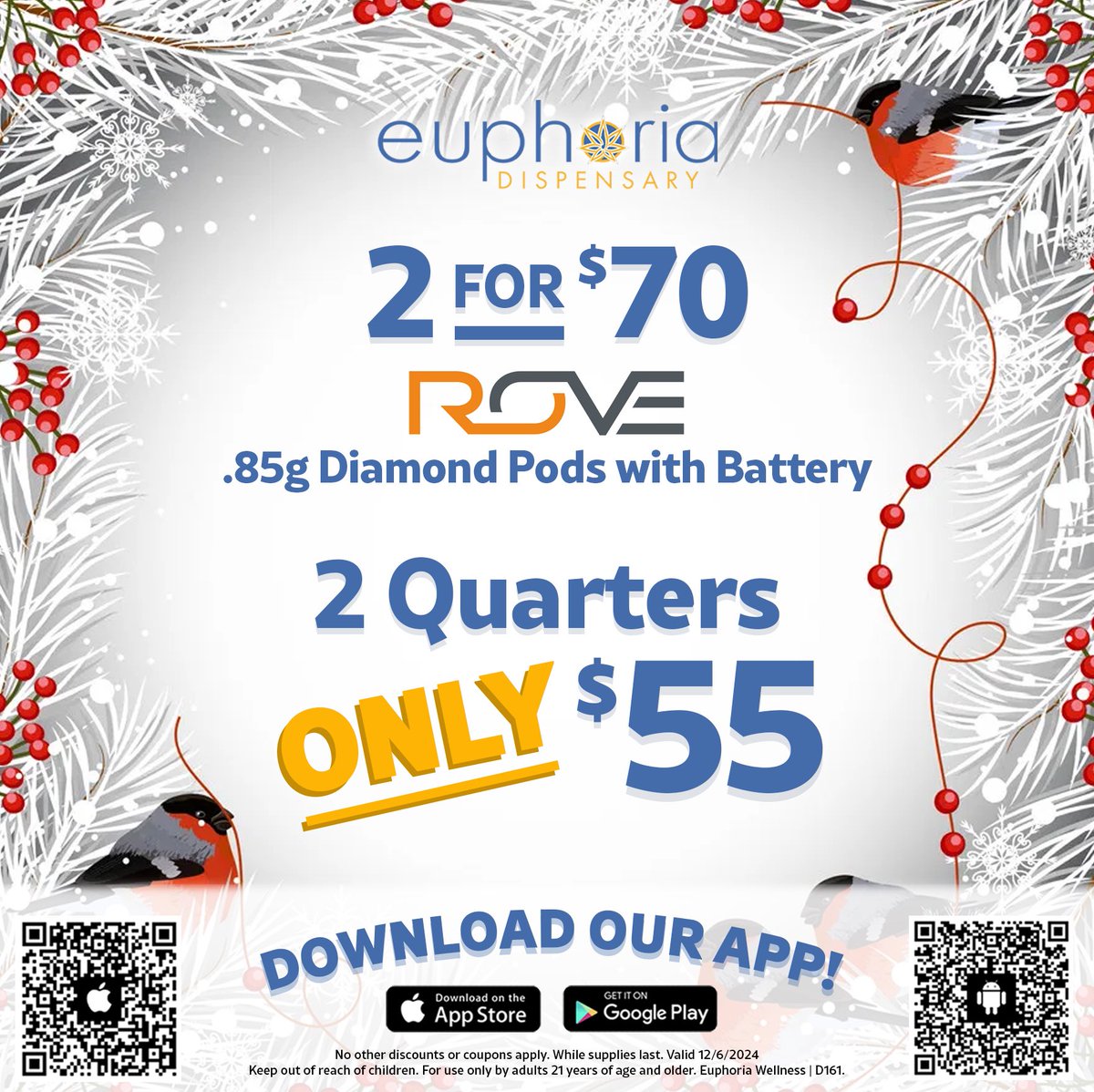 Euphoria_Vegas's tweet photo. Happy Friday world here is our #DailyDeals for today feat. @rovebrand_ 2/$70 Diamond Pods w/ Battery 🔋 🙀☁️🍃 #LasVegasNFR #mjbizcon #Incrowd https://t.co/vsqlTL5yOY